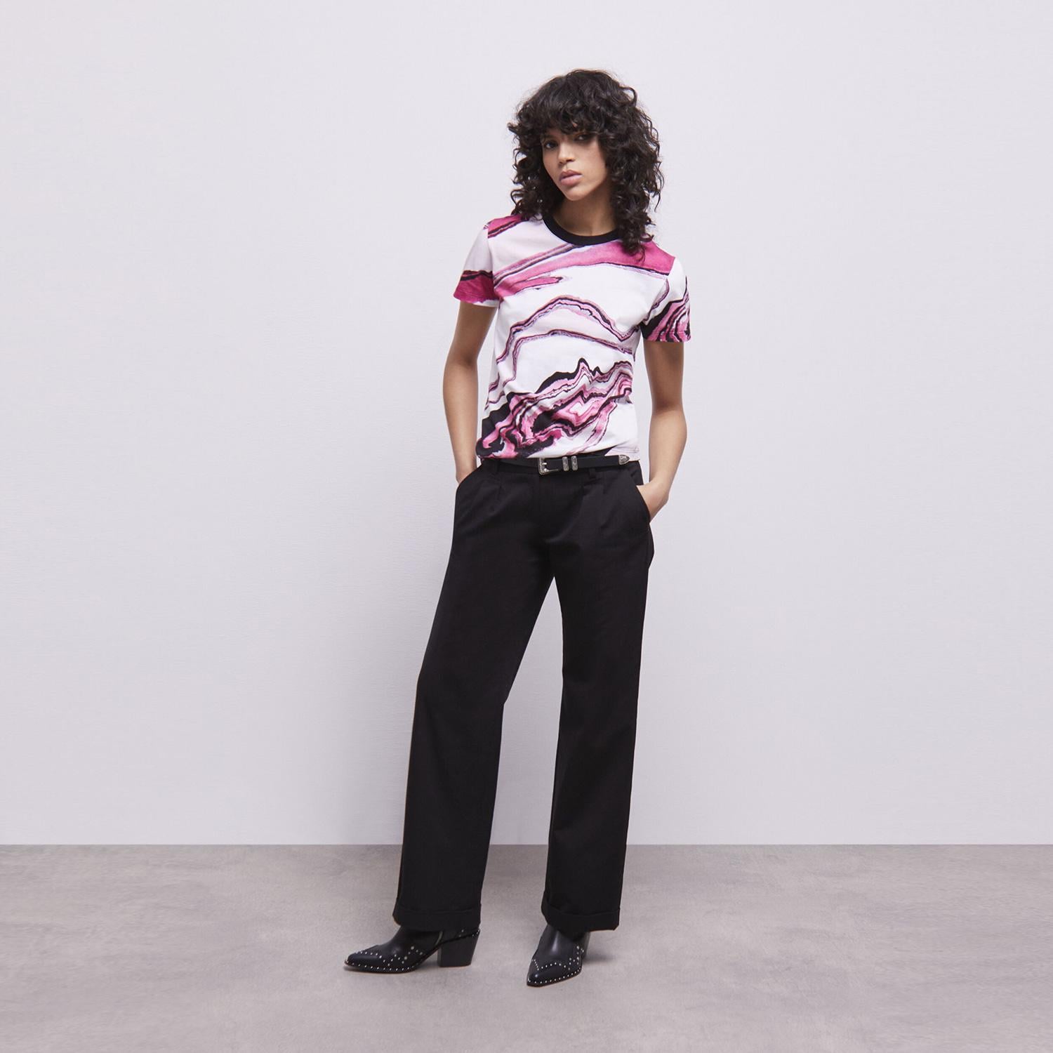 KADIN BASKILI PEMBE T-SHIRT