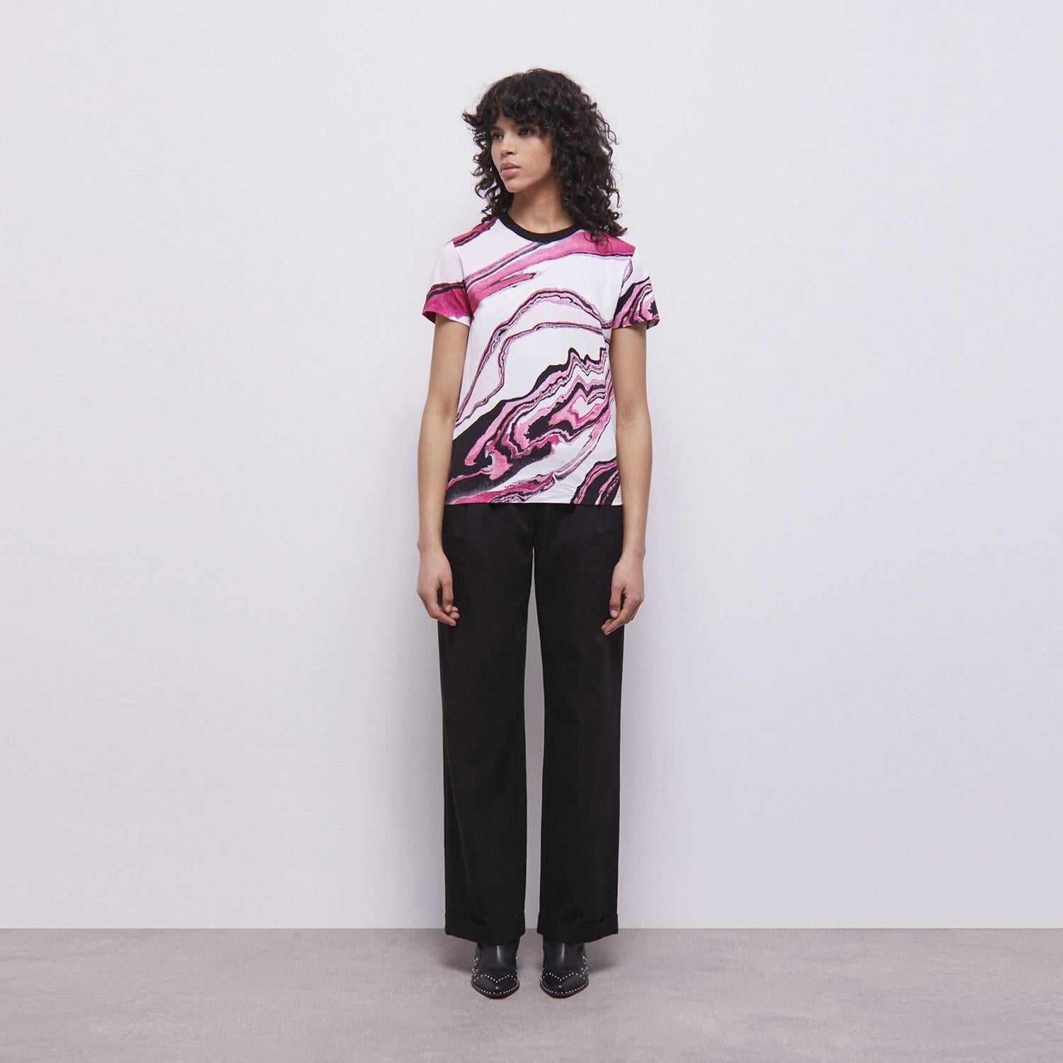 KADIN BASKILI PEMBE T-SHIRT