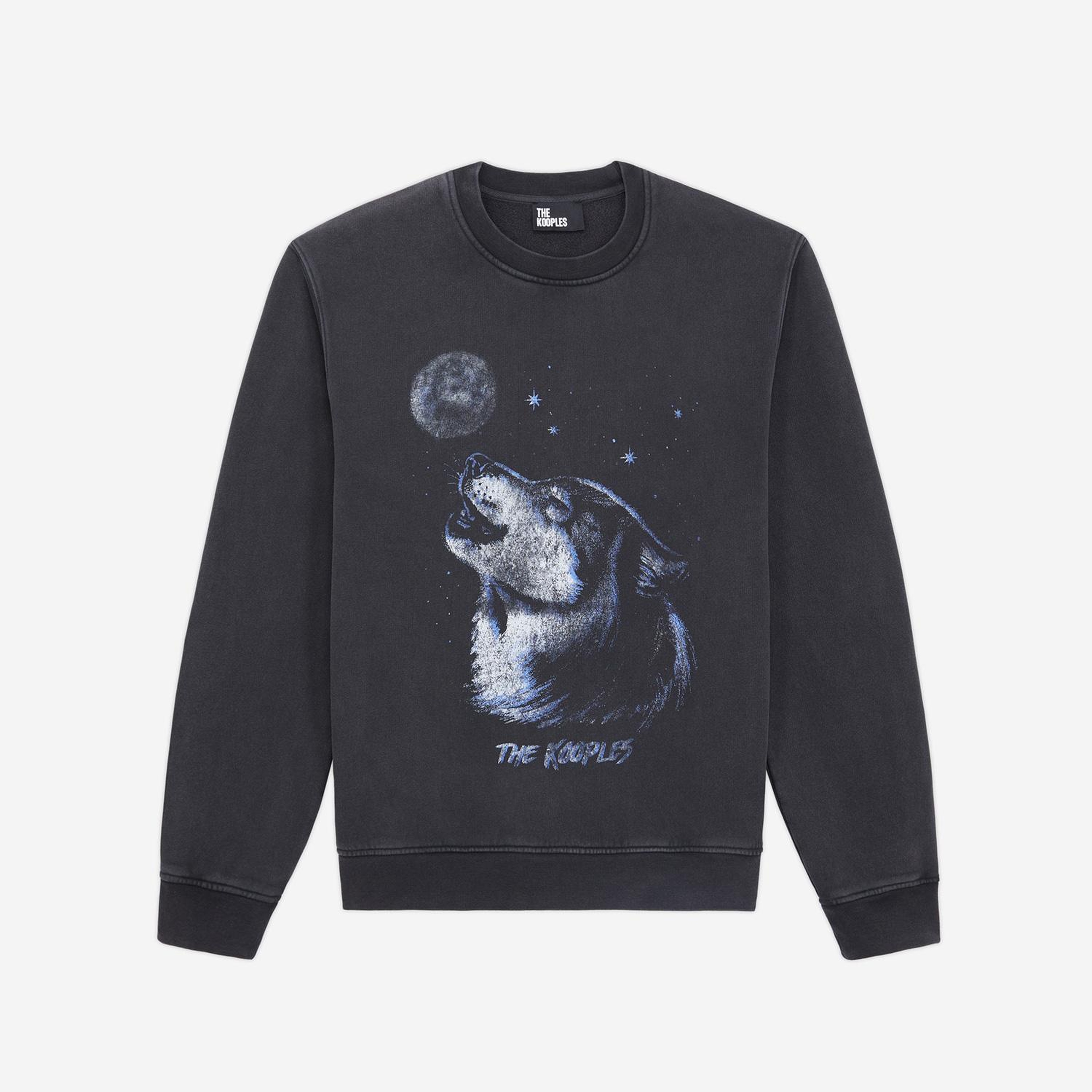 ERKEK BİSİKLET YAKA BASKILI SİYAH SWEATSHIRT