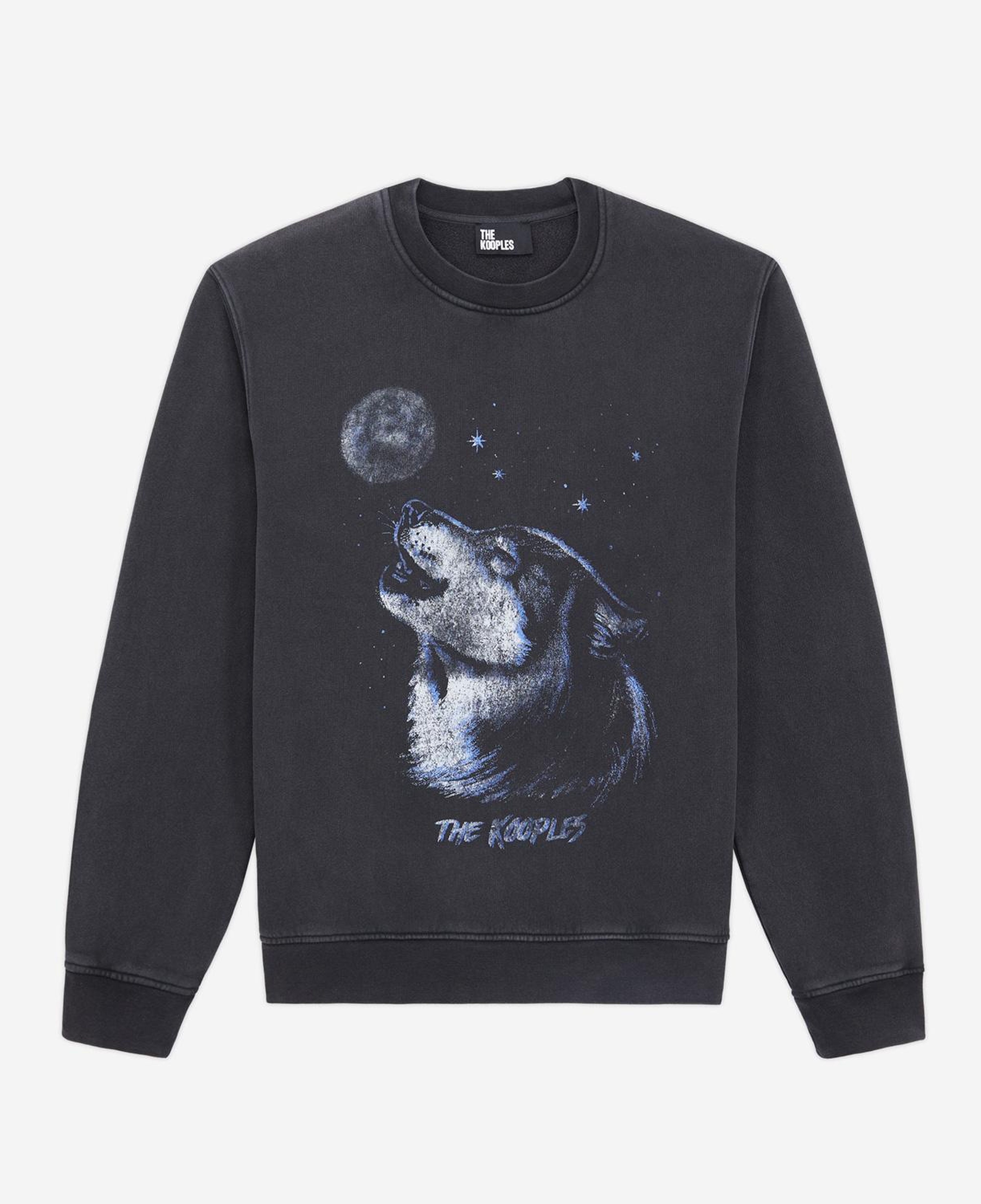 ERKEK BİSİKLET YAKA BASKILI SİYAH SWEATSHIRT
