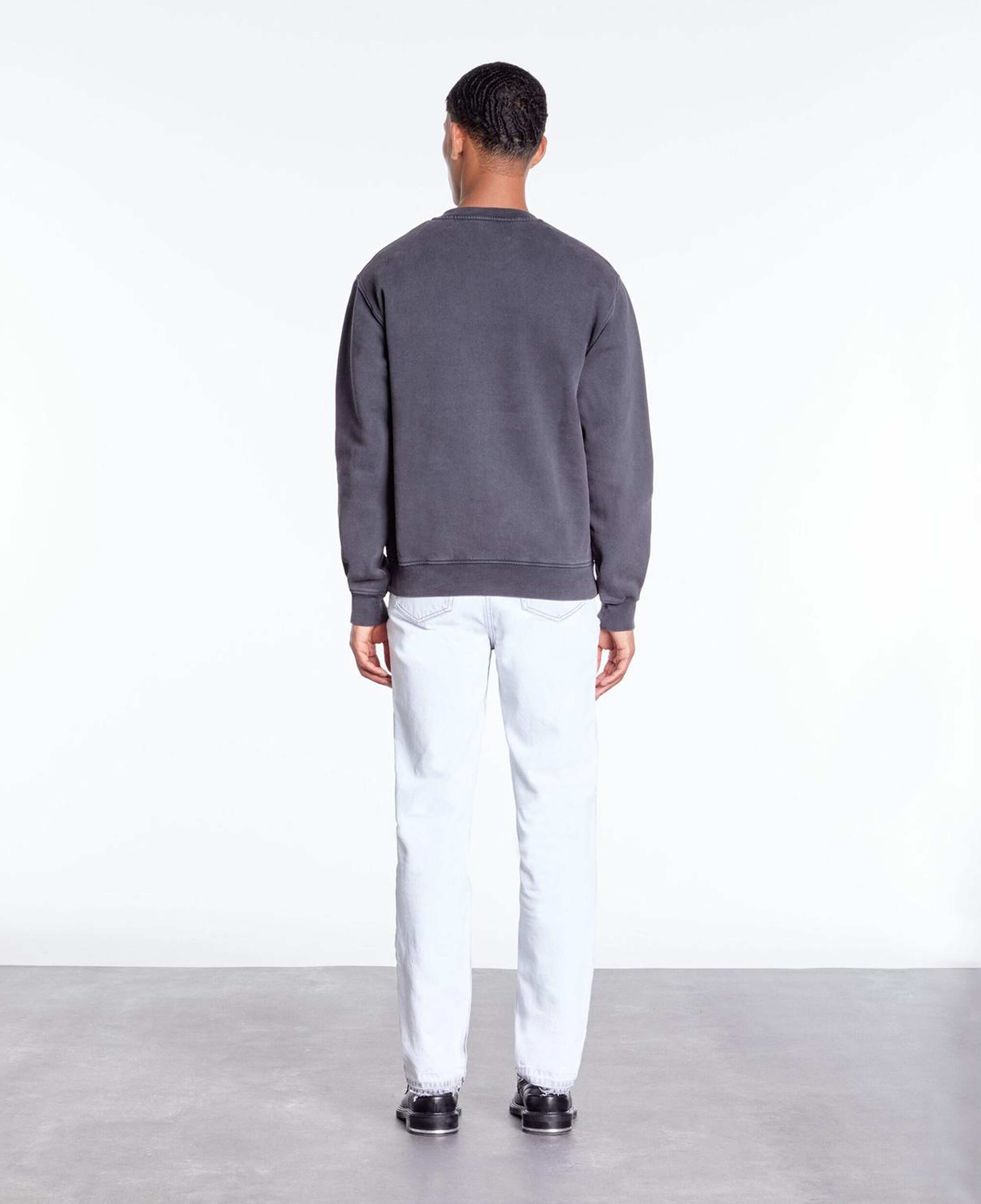 ERKEK BİSİKLET YAKA BASKILI SİYAH SWEATSHIRT