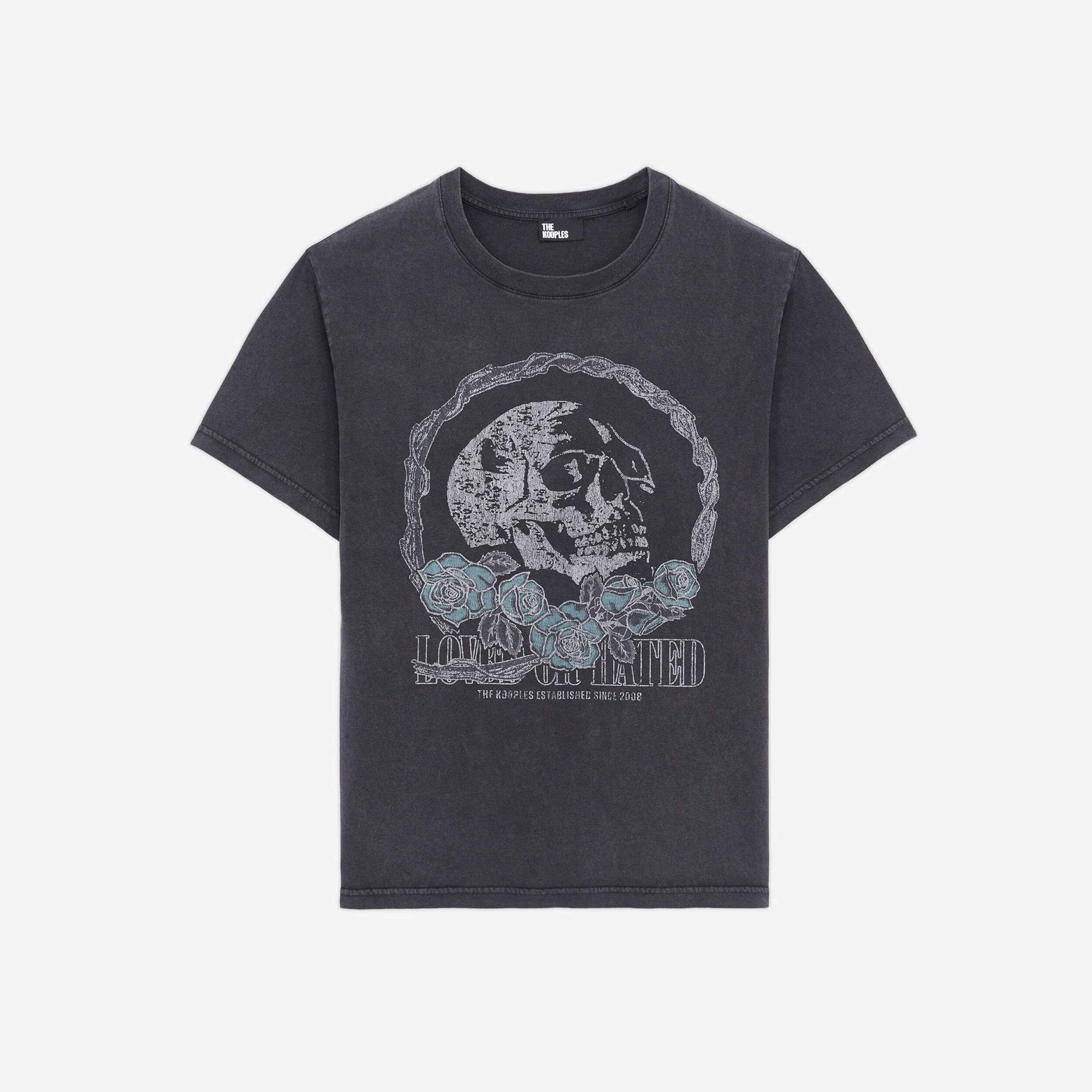 KADIN BİSİKLET YAKA BASKILI SİYAH T-SHIRT