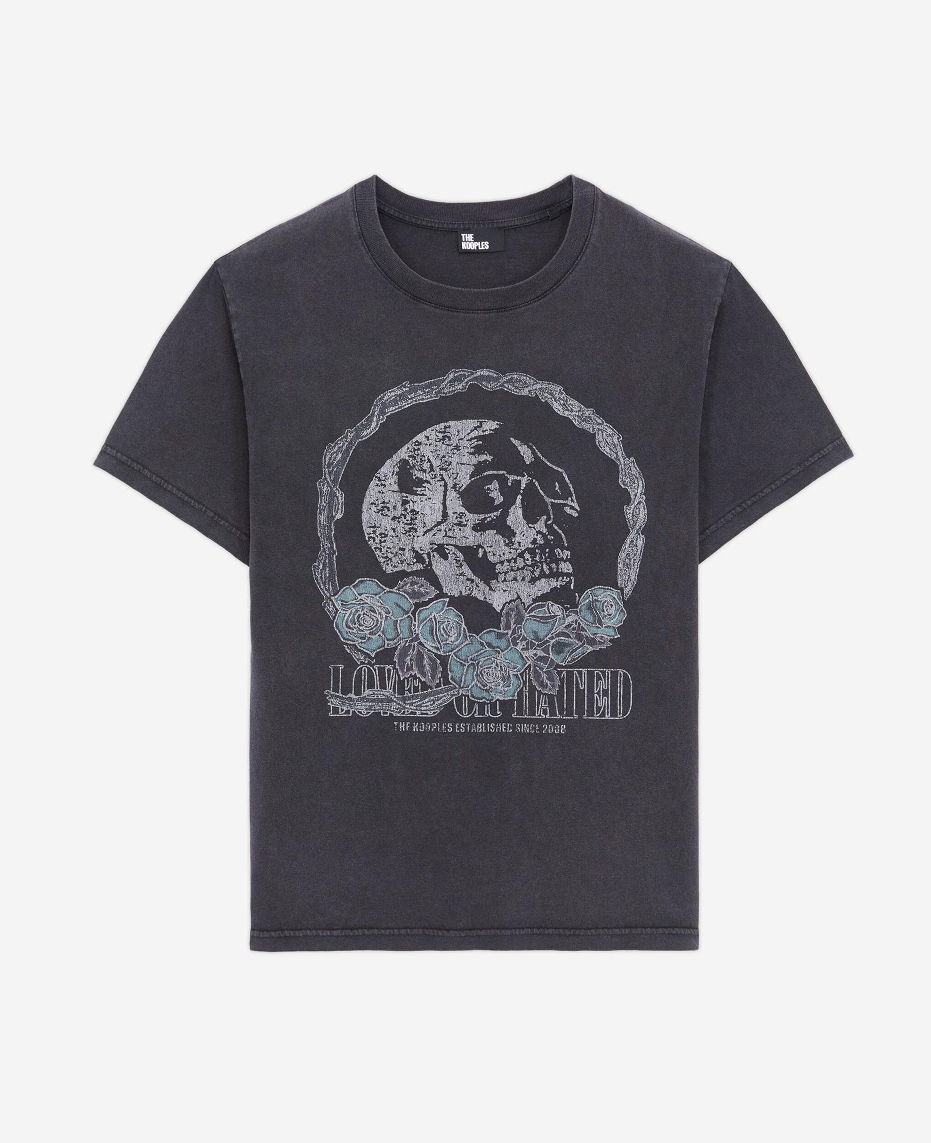 KADIN BİSİKLET YAKA BASKILI SİYAH T-SHIRT