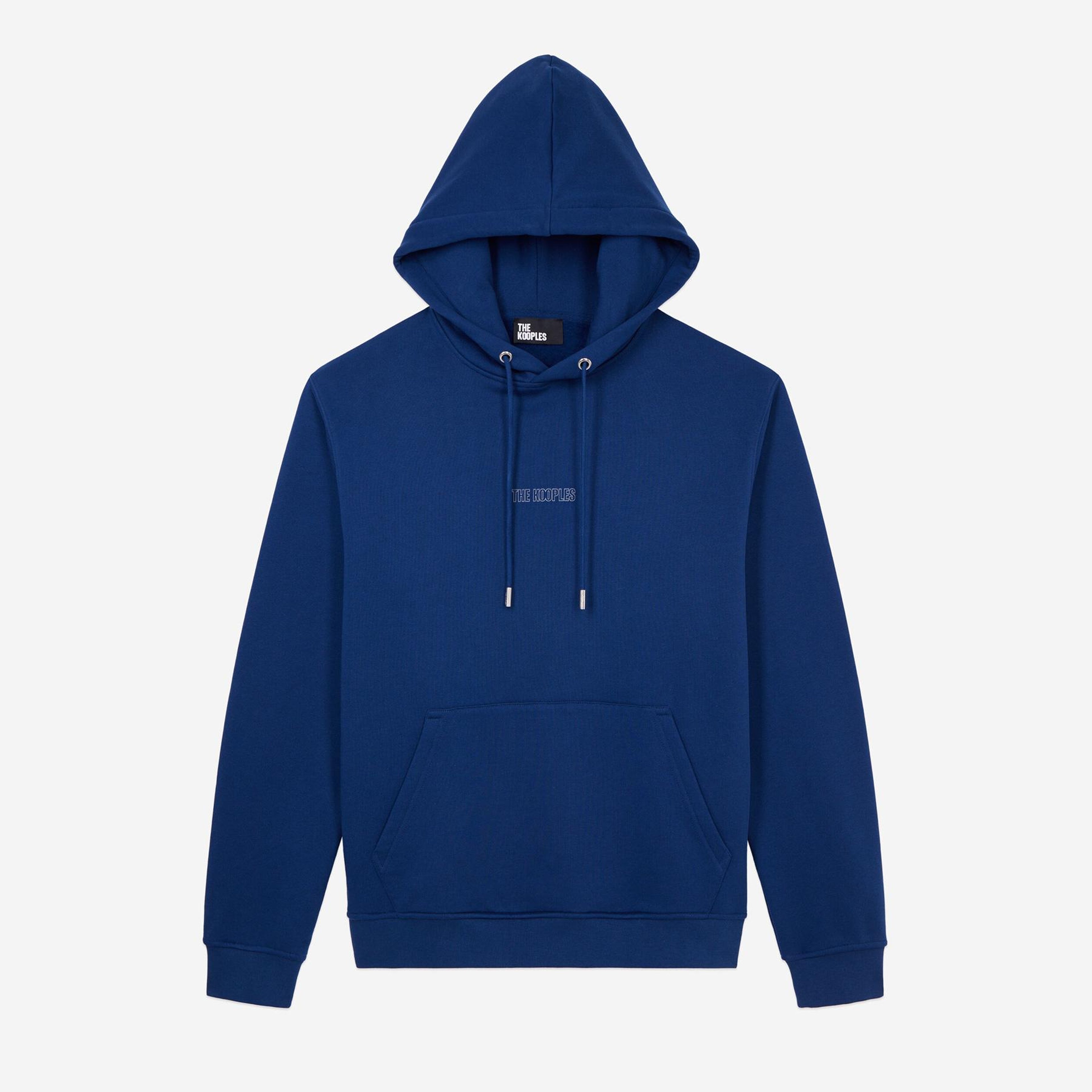 ERKEK KAPÜŞONLU BASKILI MAVİ SWEATSHIRT