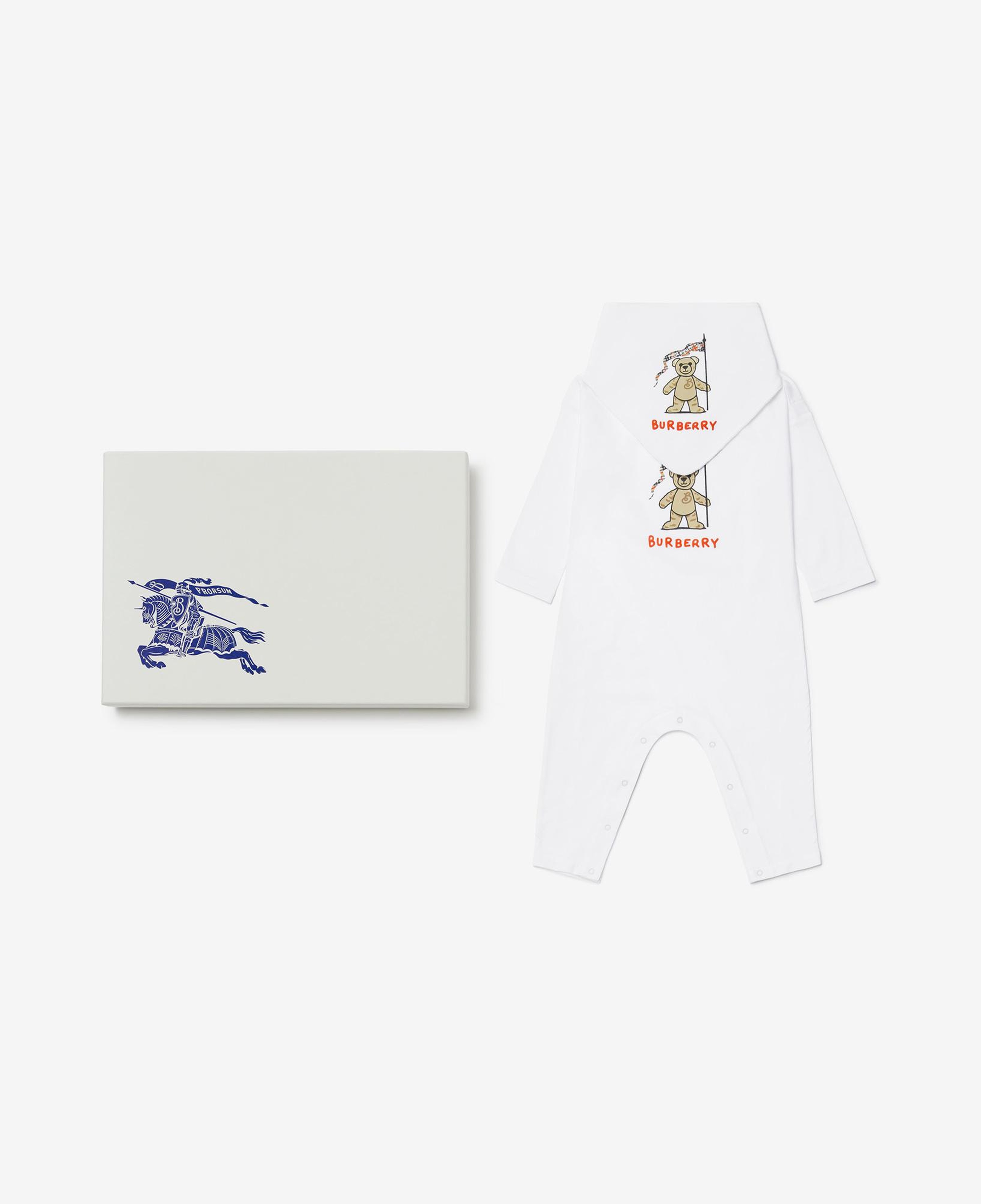 Burberry Casey Thomas Bear Cotton Two-Piece Çocuk Beyaz Hediye Seti