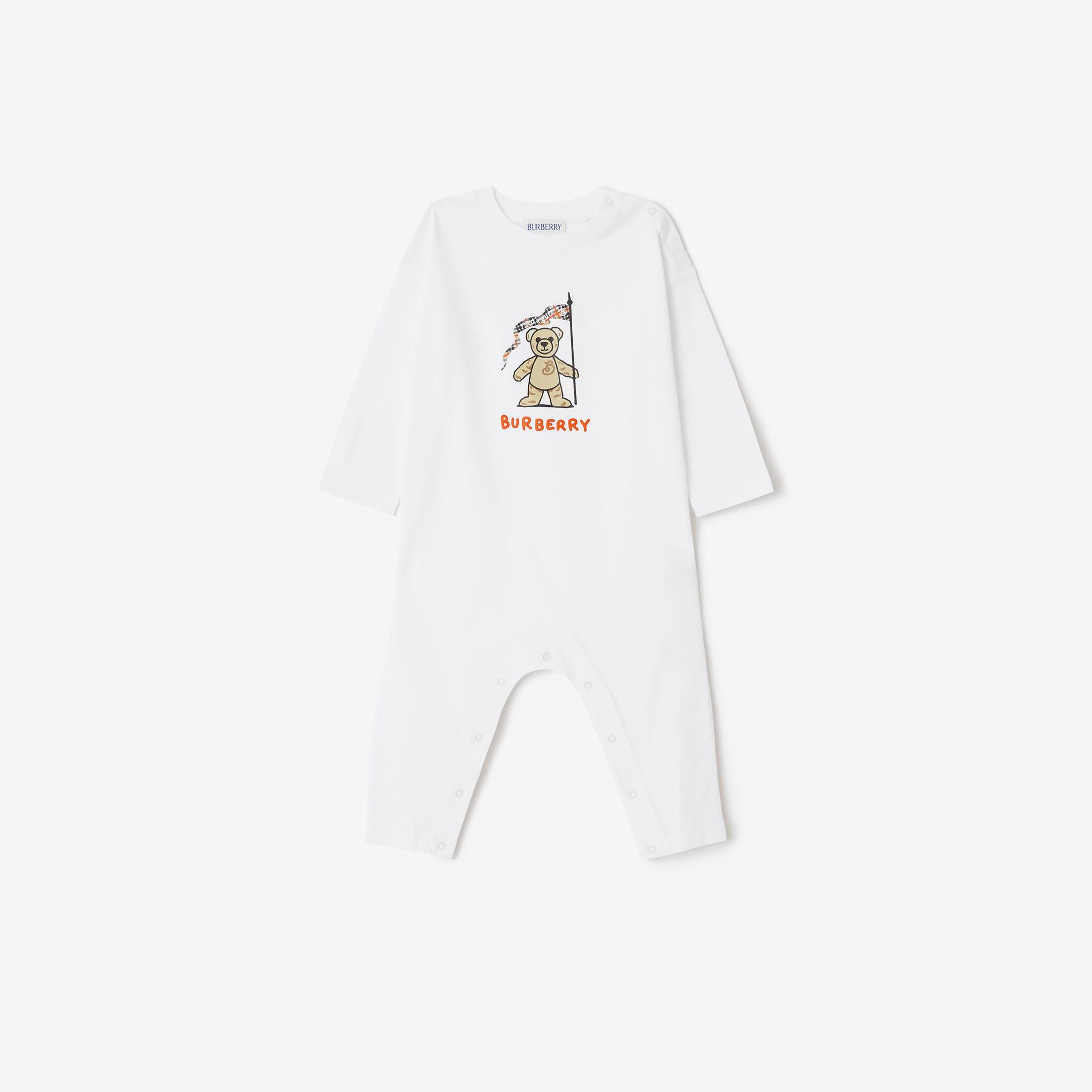 Burberry Casey Thomas Bear Cotton Two-Piece Çocuk Beyaz Hediye Seti