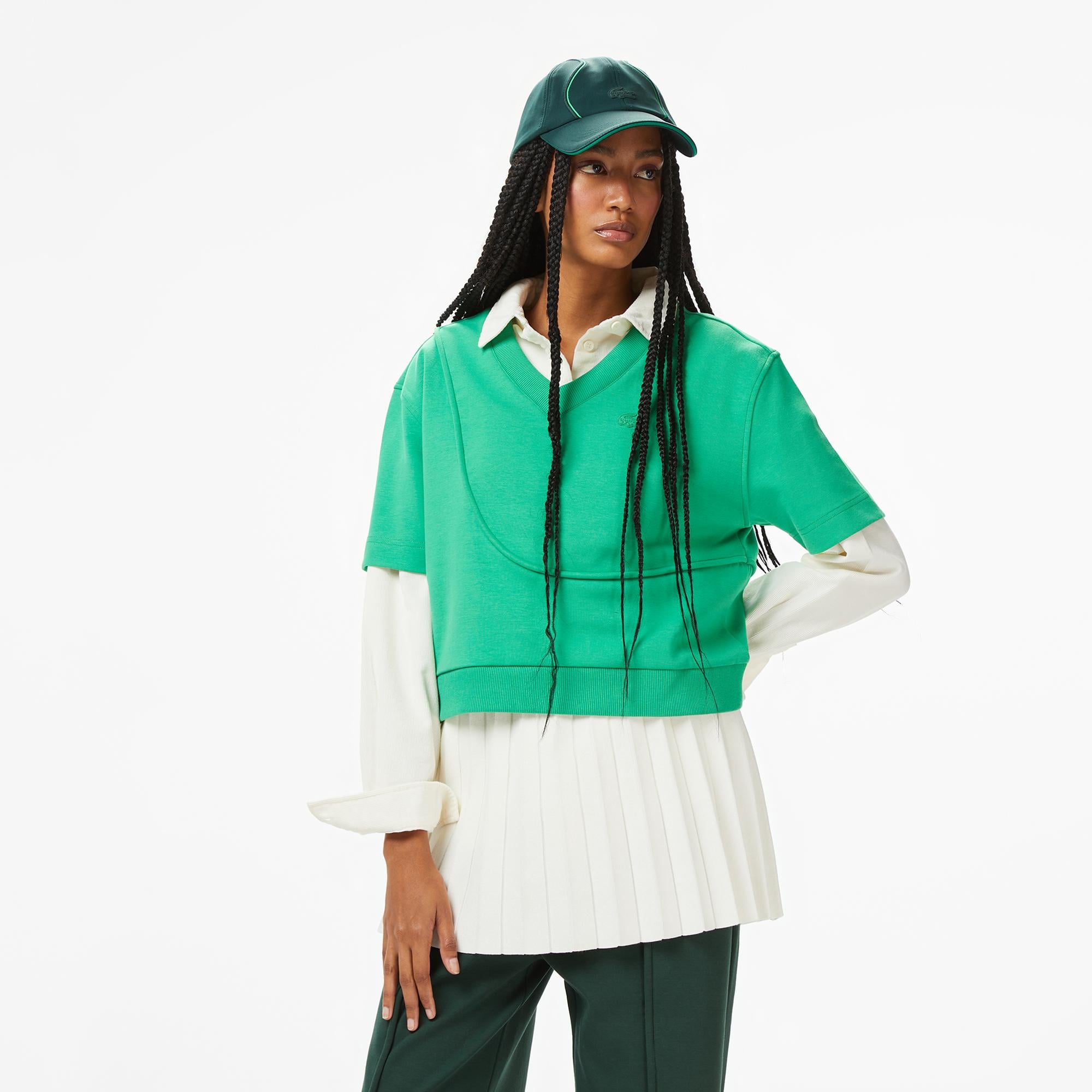 Lacoste x House of SuperStep Loose Fit Kadın Yeşil T-Shirt
