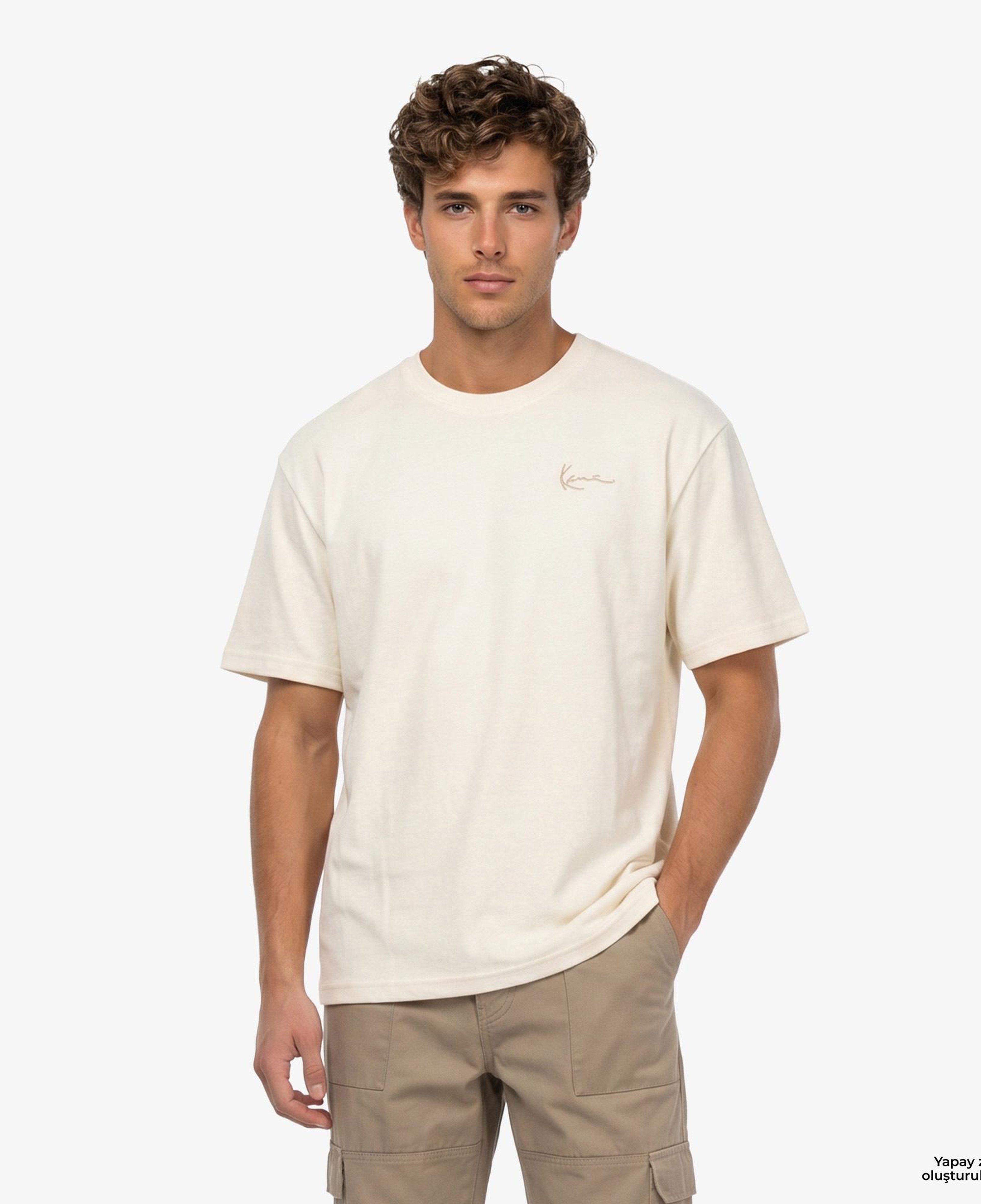 Karl Kani Signature Washed Oversized Erkek Beyaz T-Shirt