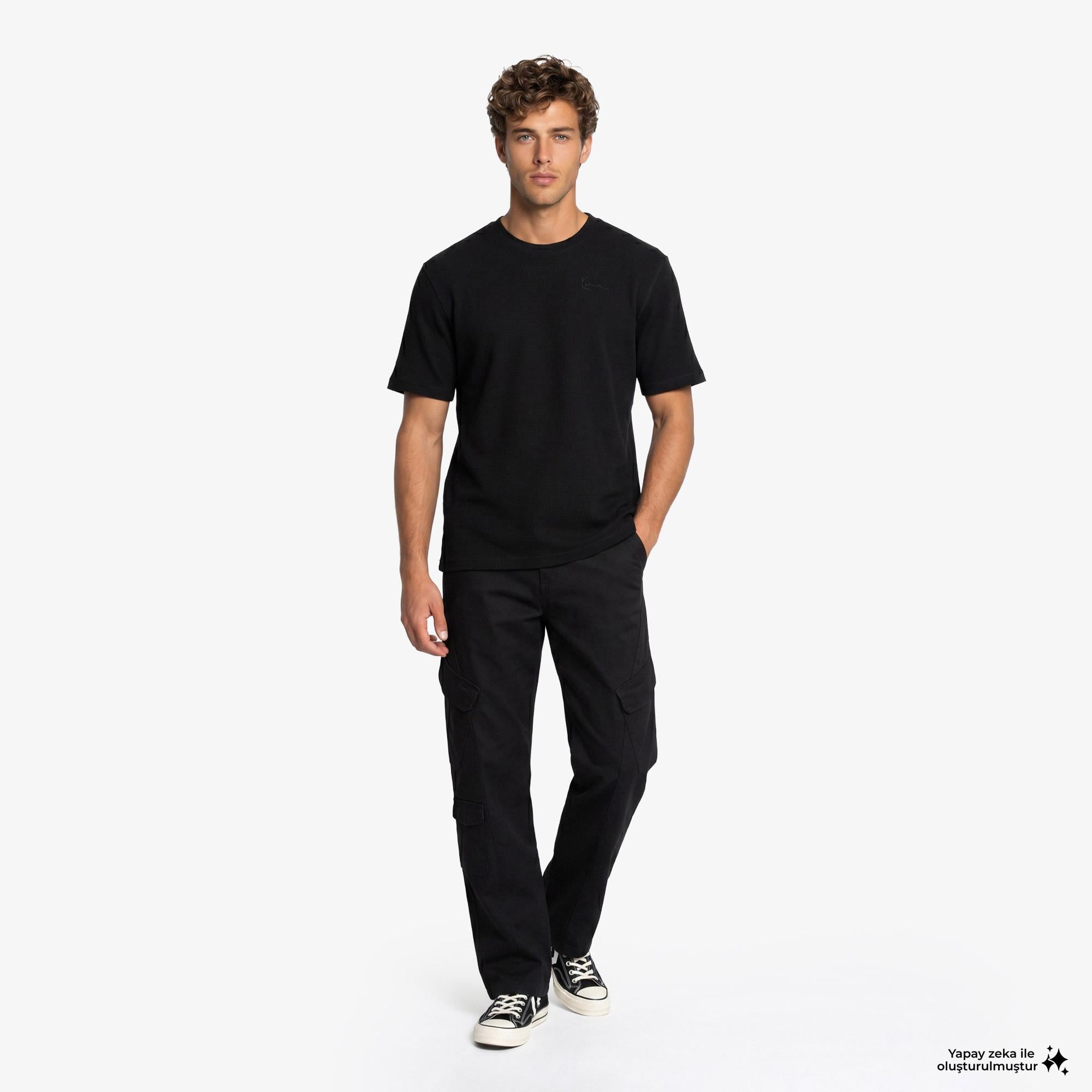 Karl Kani Signature Waffle Erkek Siyah T-Shirt
