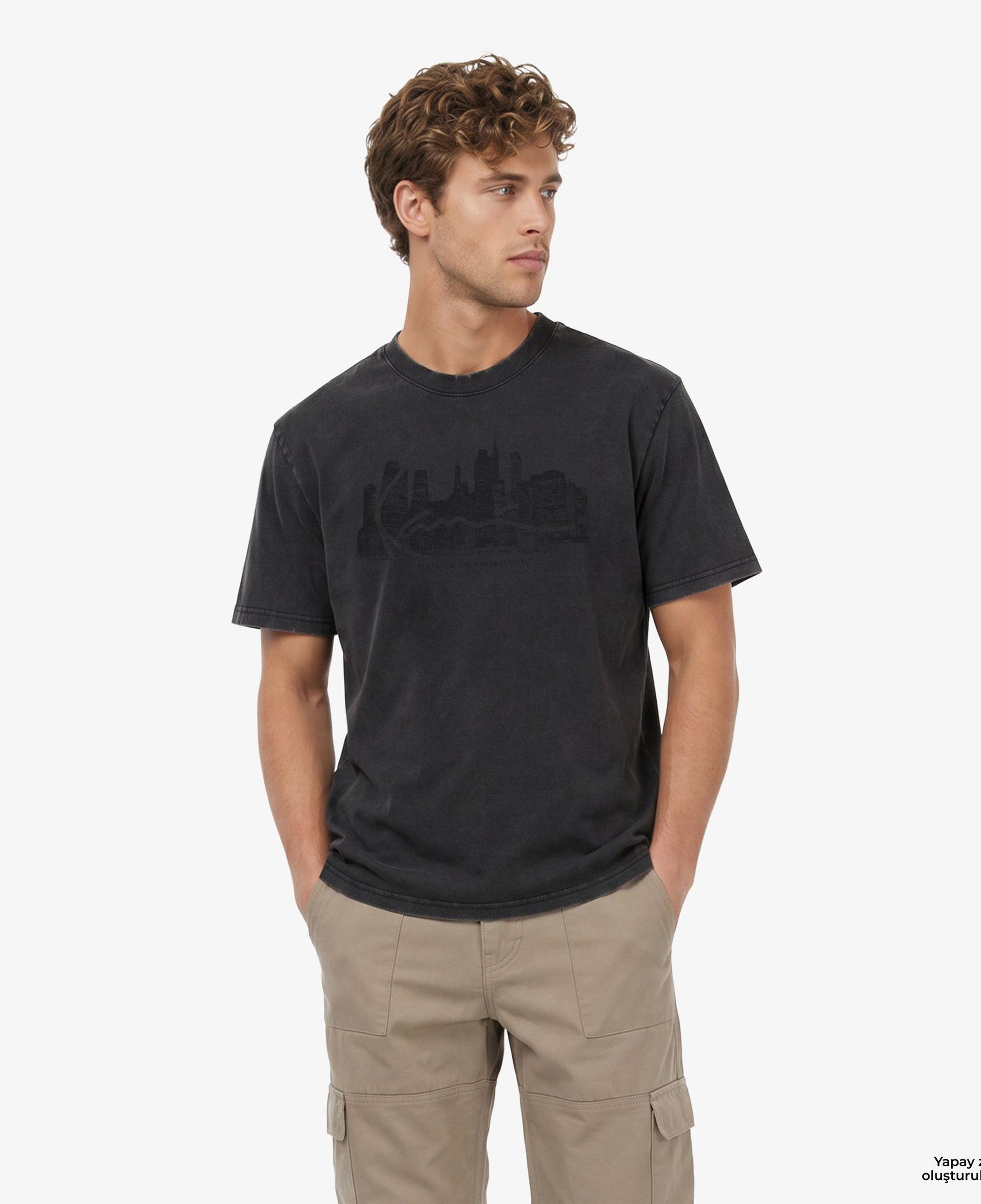 Karl Kani Signature Skyline Washed Boxy Erkek Siyah T-Shirt