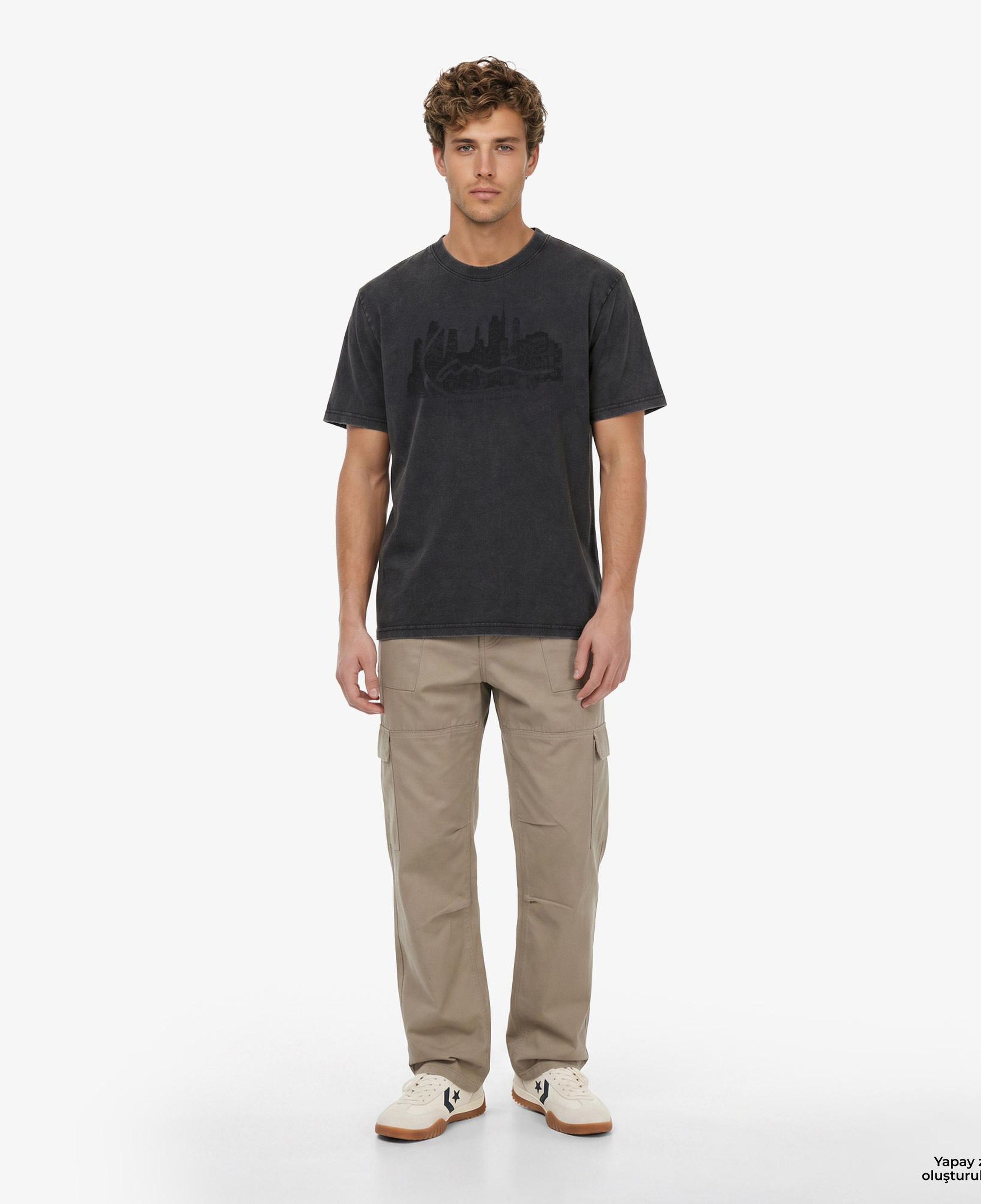 Karl Kani Signature Skyline Washed Boxy Erkek Siyah T-Shirt