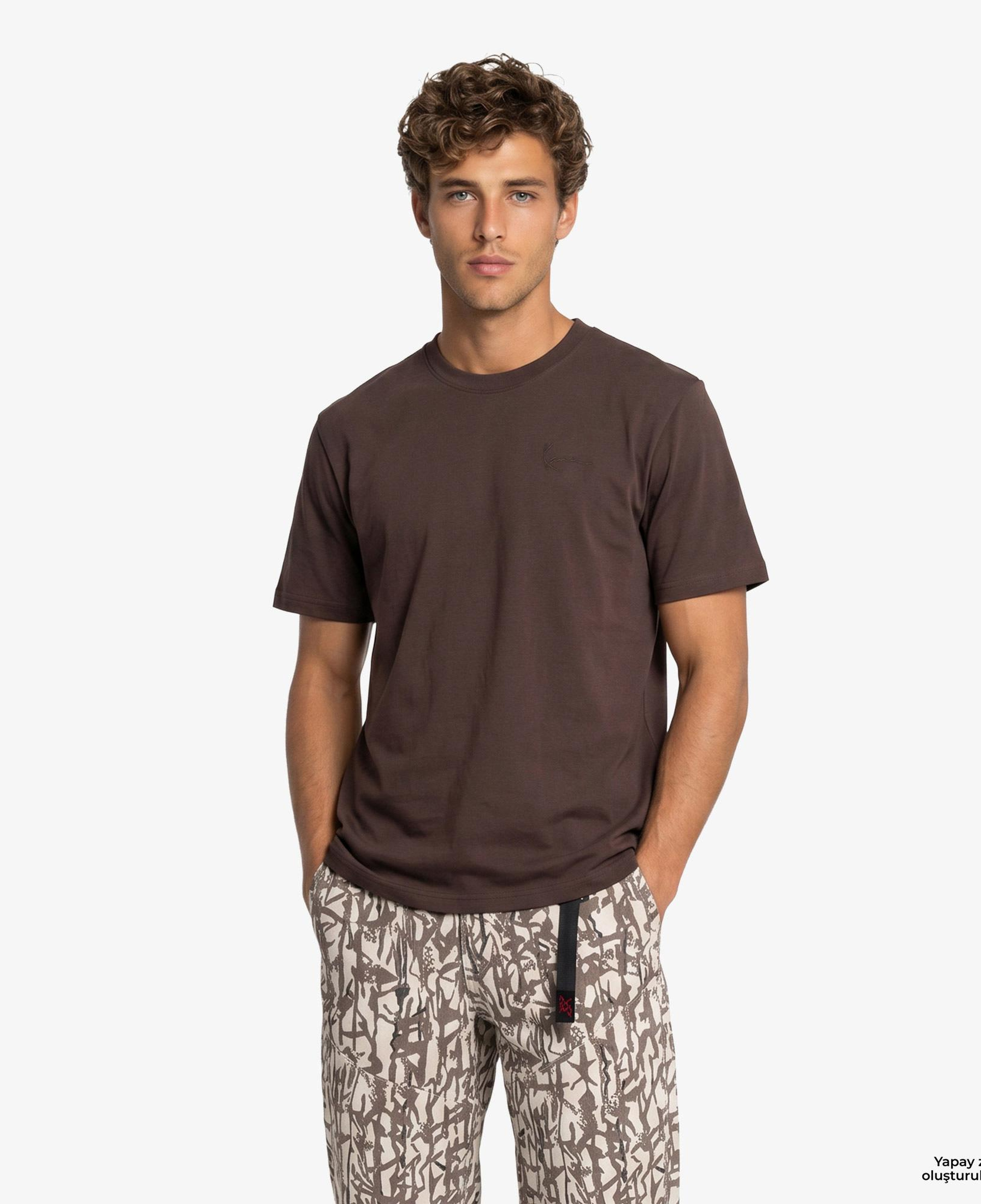 Karl Kani Slogan Boxy Erkek Kahverengi T-Shirt