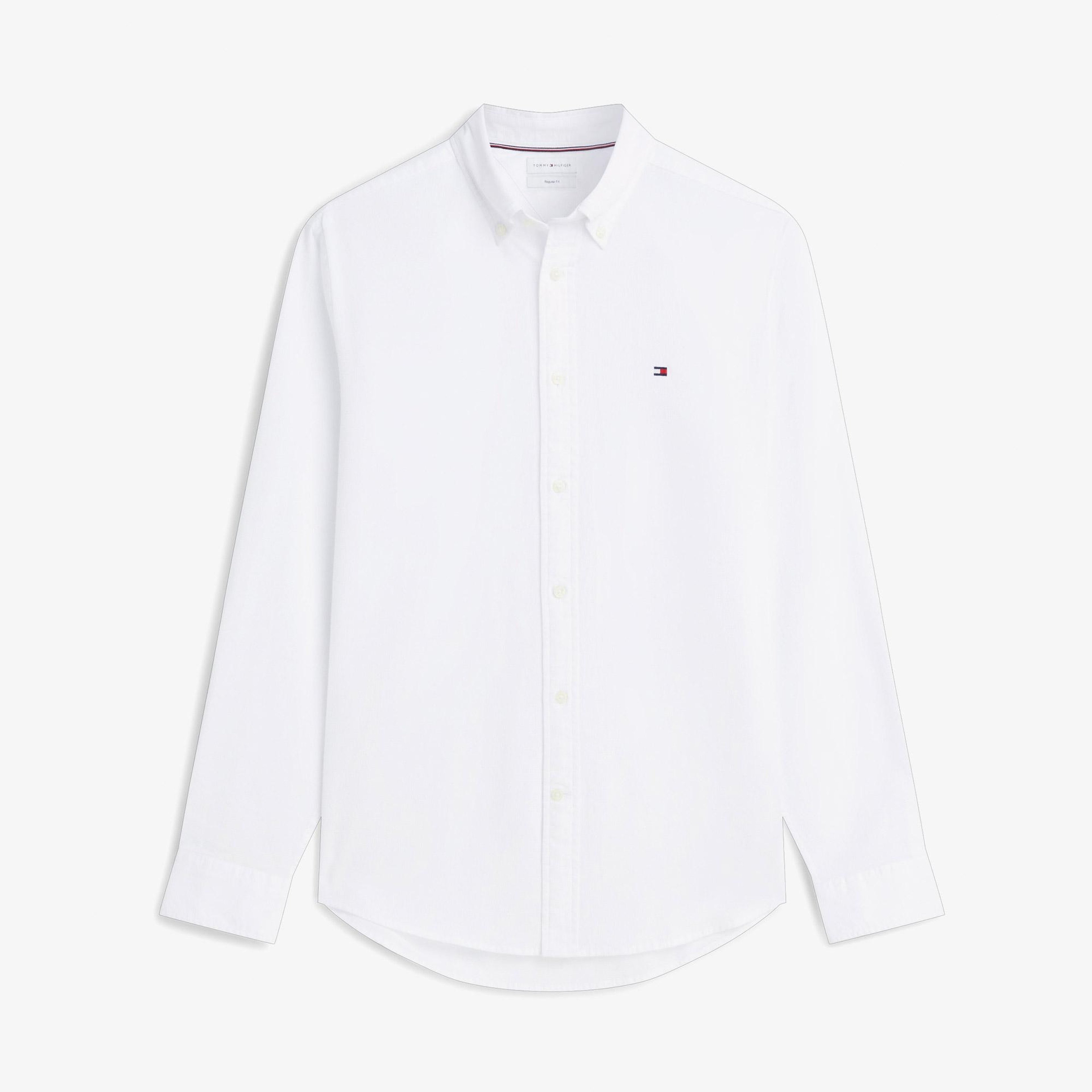 Tommy Hilfiger Flex Pop Mini Dobby Erkek Beyaz Gömlek