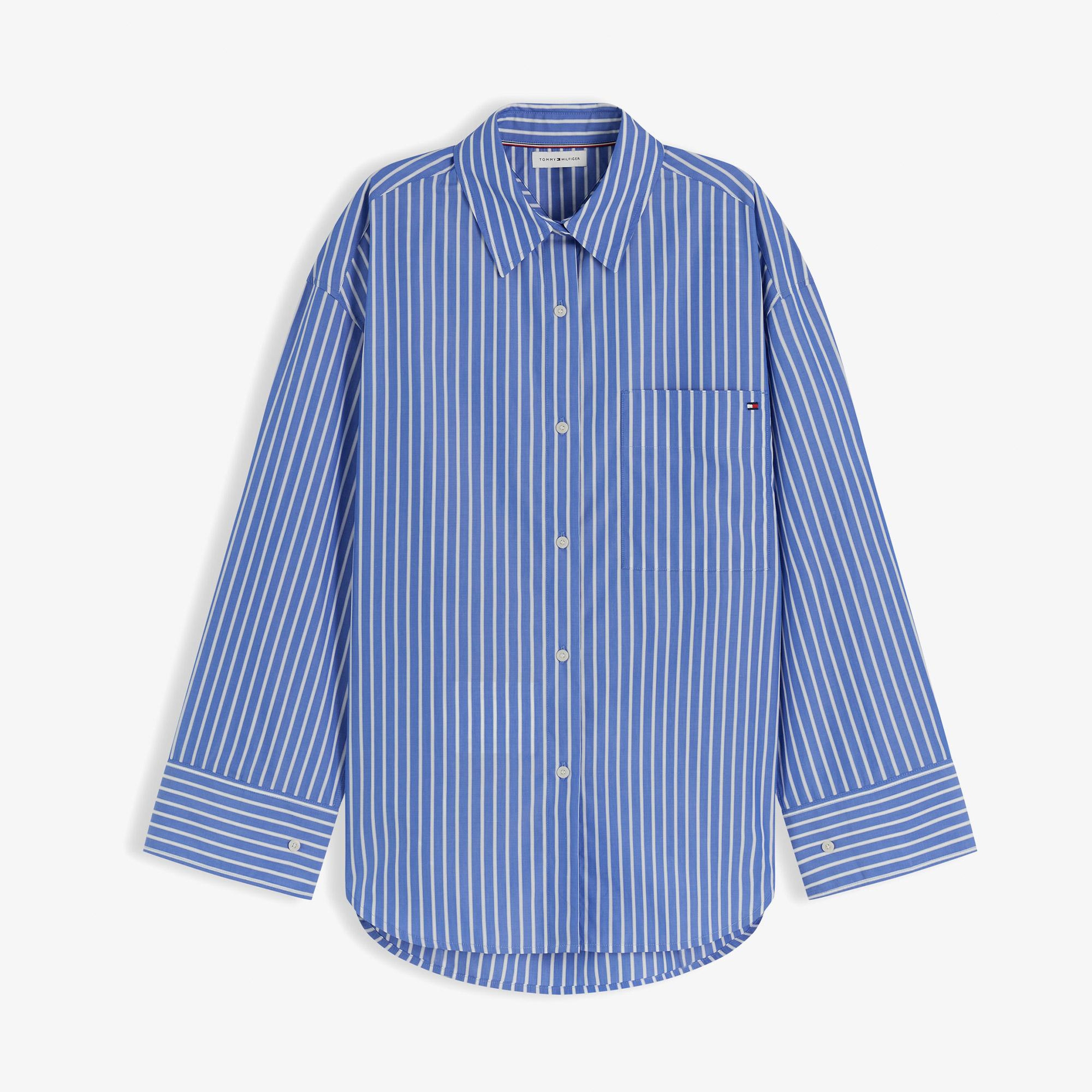 Tommy Hilfiger Modern Poplin Blue Kadın Mavi Gömlek