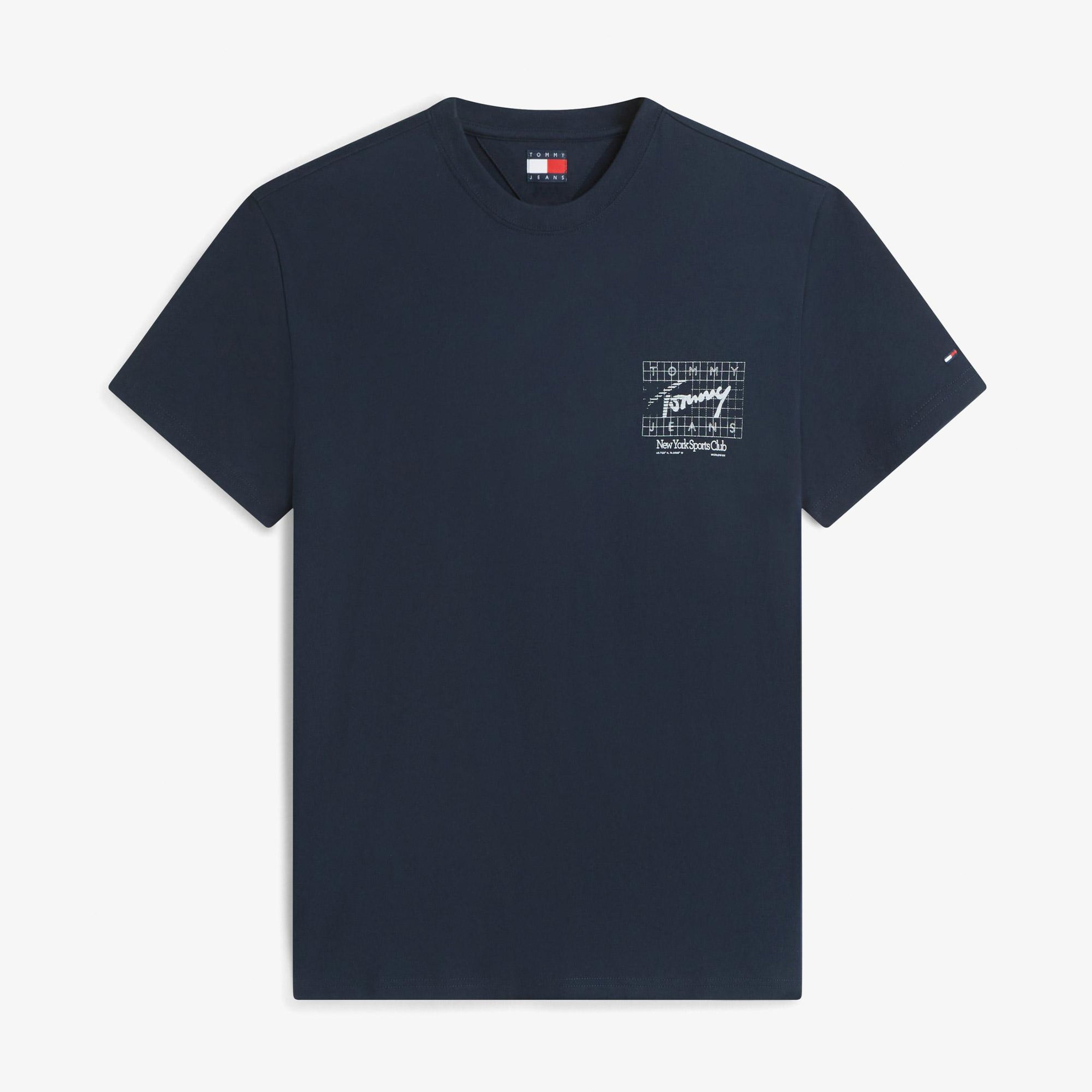 Tommy Hilfiger Sign Flag Erkek Mavi T-Shirt
