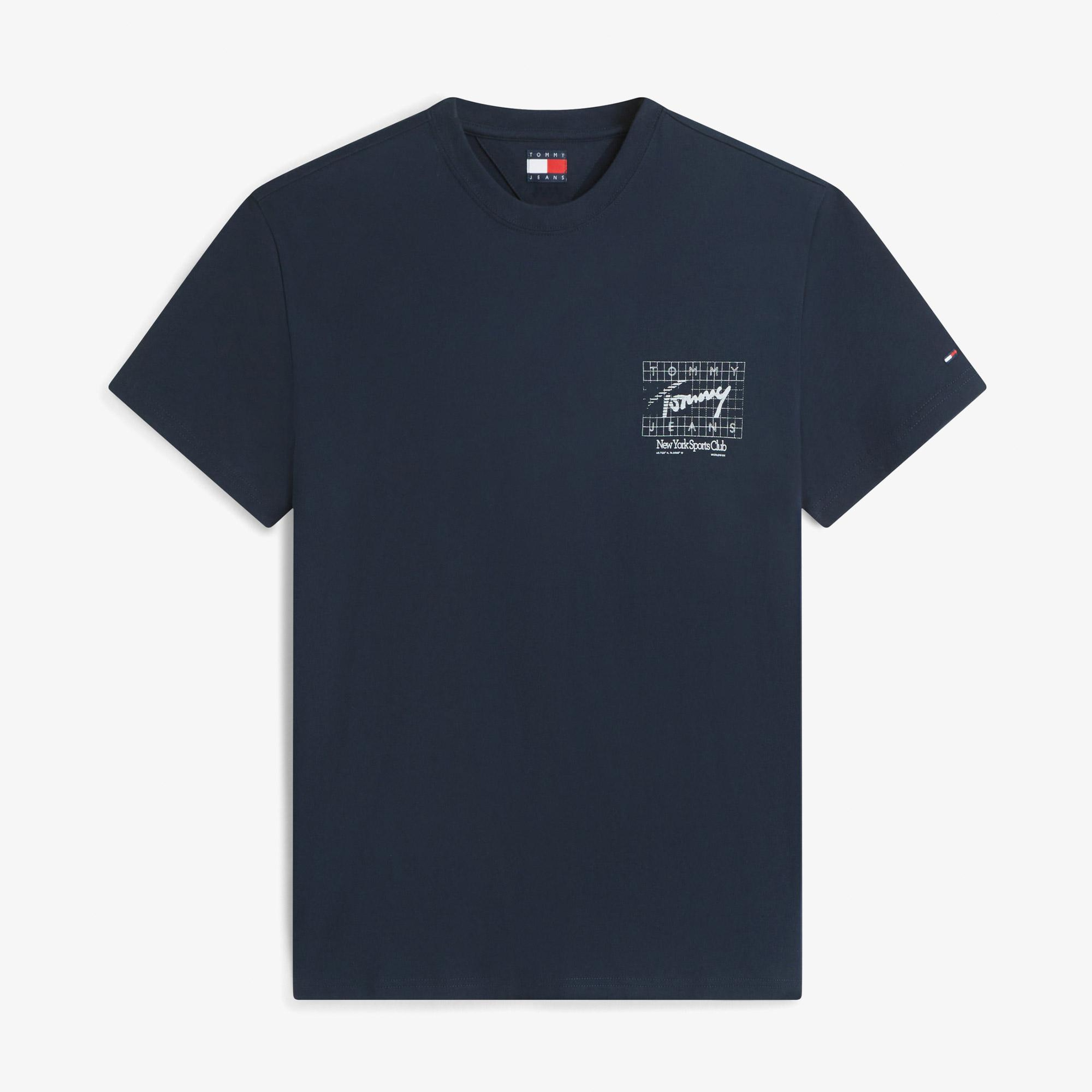 Tommy Hilfiger Sign Flag Erkek Mavi T-Shirt