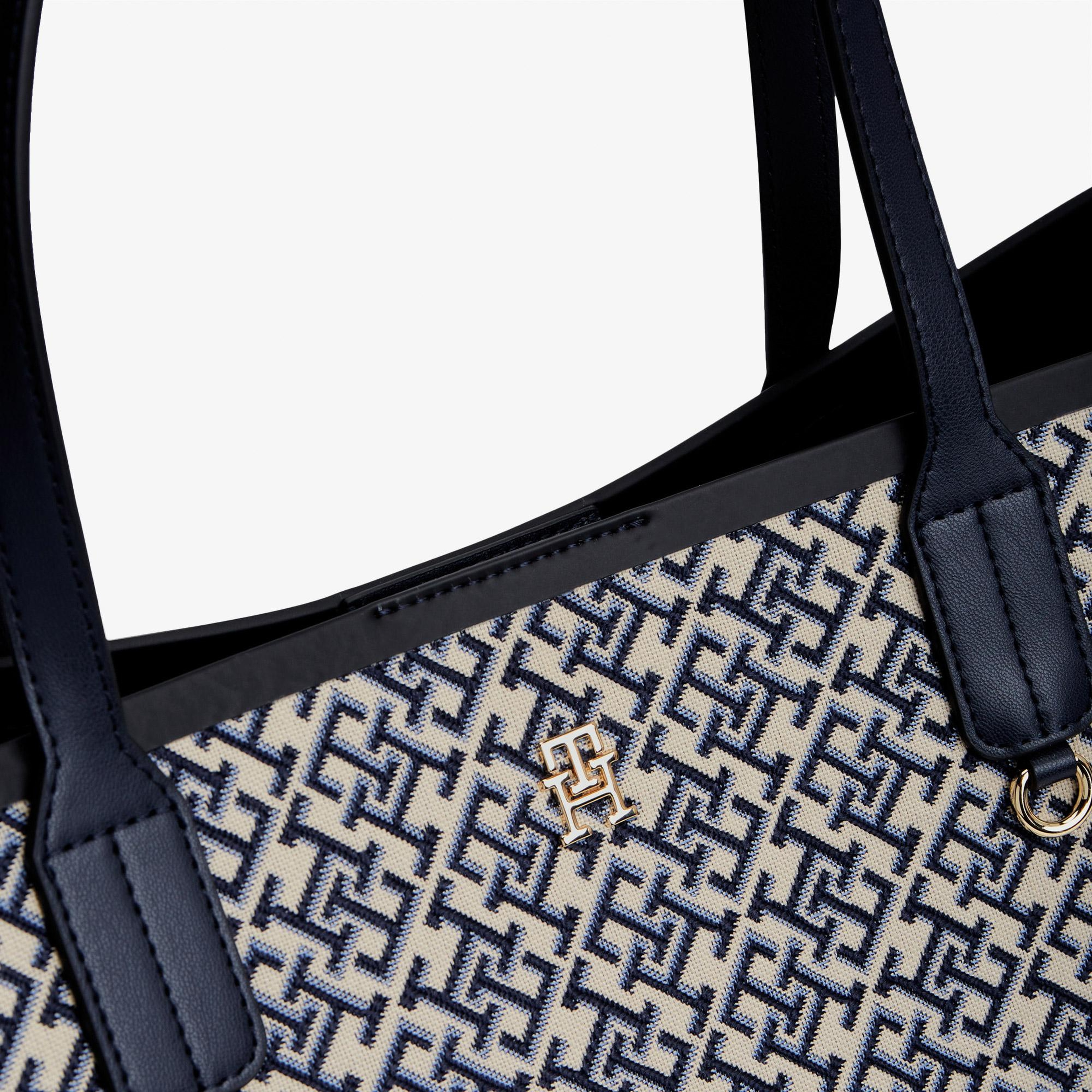 Tommy Hilfiger Icon Tote Jacquard Kadın Lacivert Omuz Çantası
