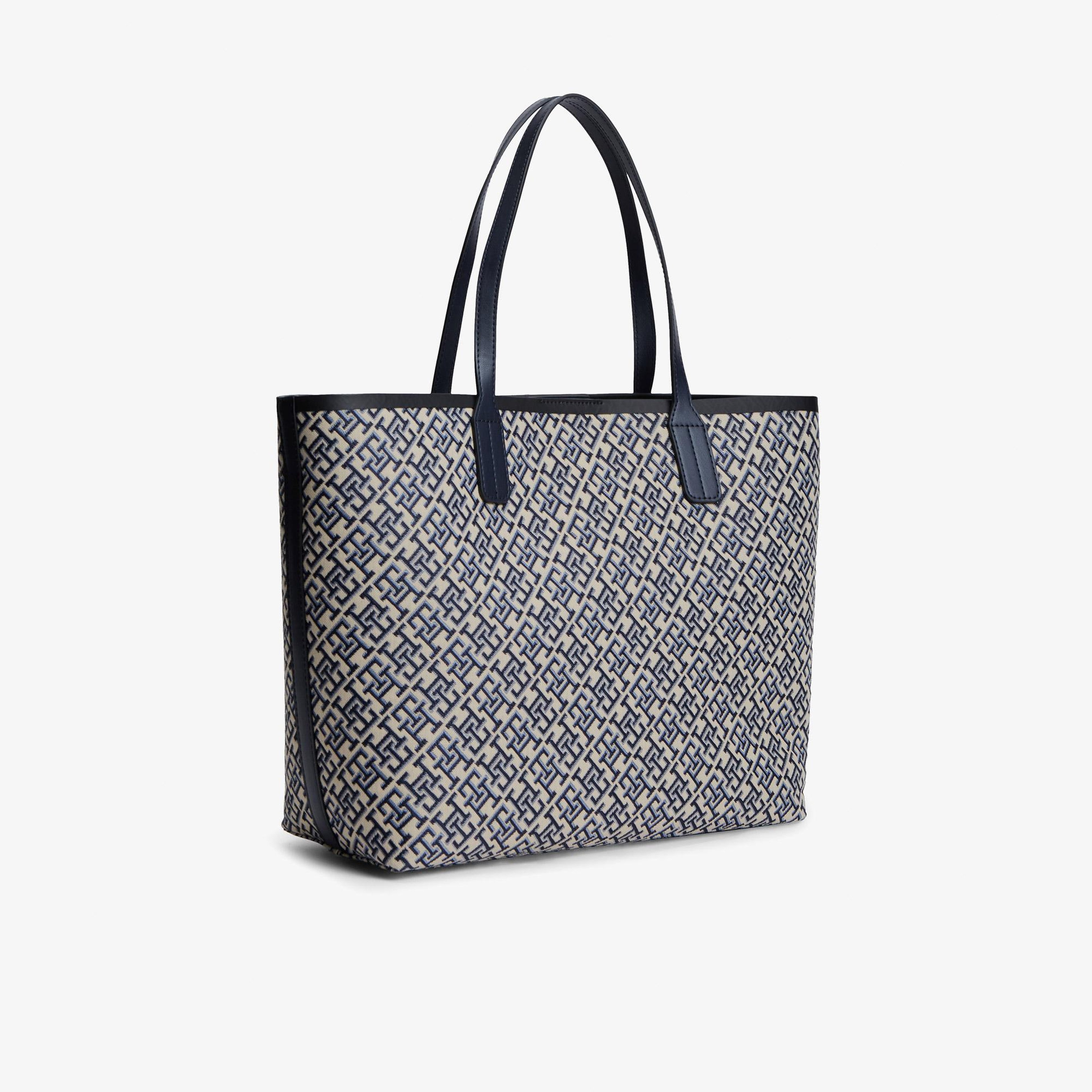 Tommy Hilfiger Icon Tote Jacquard Kadın Lacivert Omuz Çantası