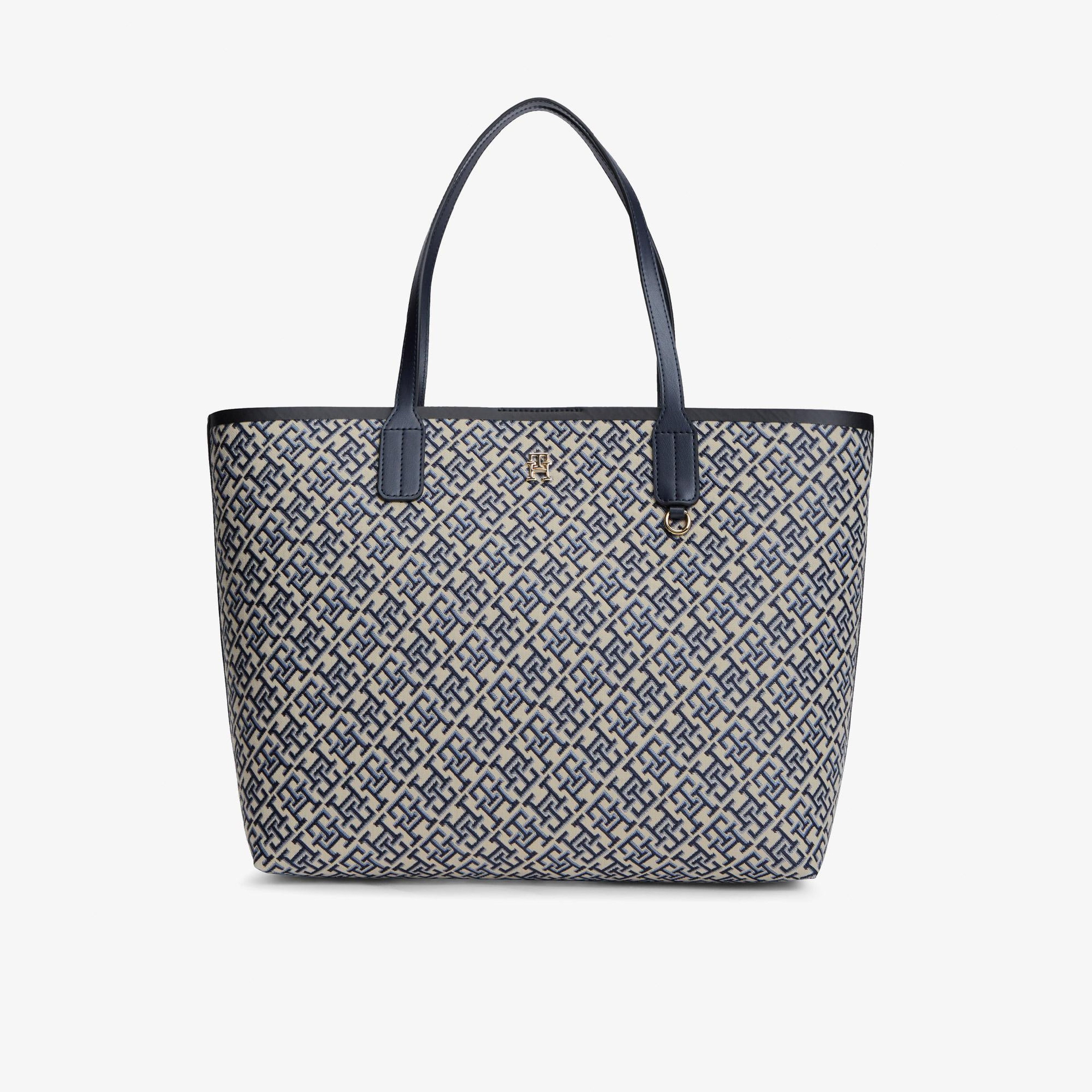 Tommy Hilfiger Icon Tote Jacquard Kadın Lacivert Omuz Çantası