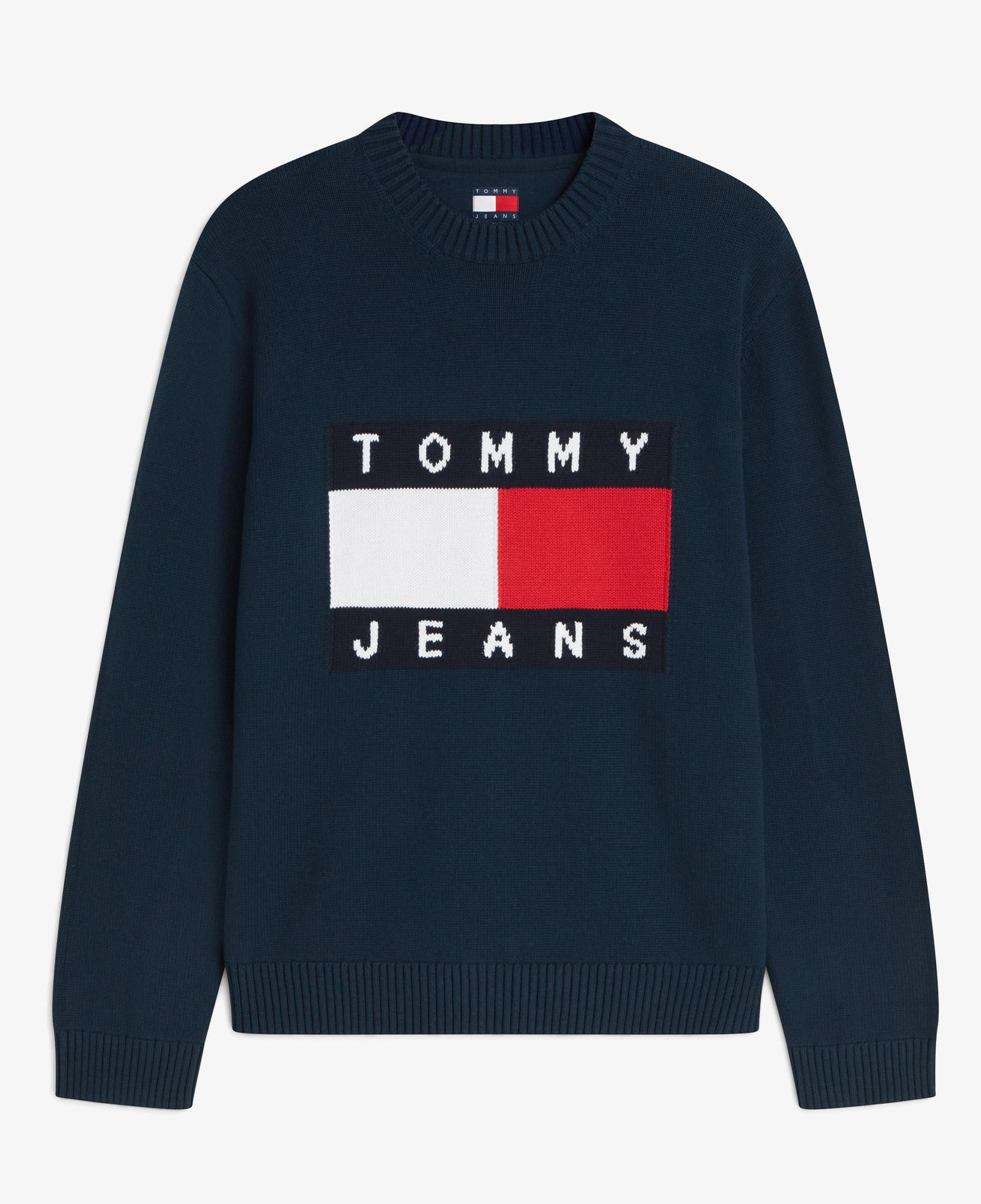 Tommy Hilfiger Flag Erkek Mavi Triko