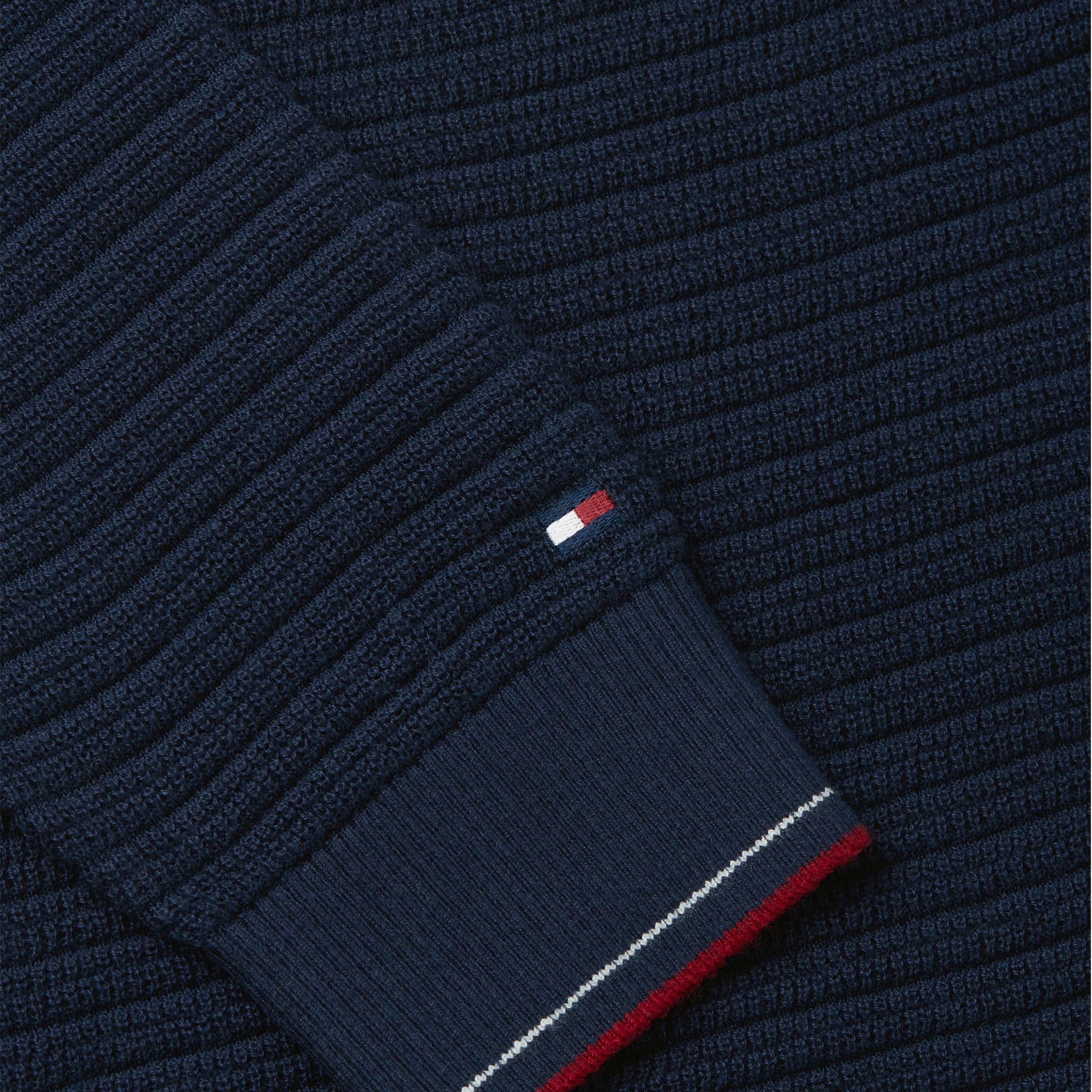 Tommy Hilfiger Knitted Zip Erkek Mavi Triko