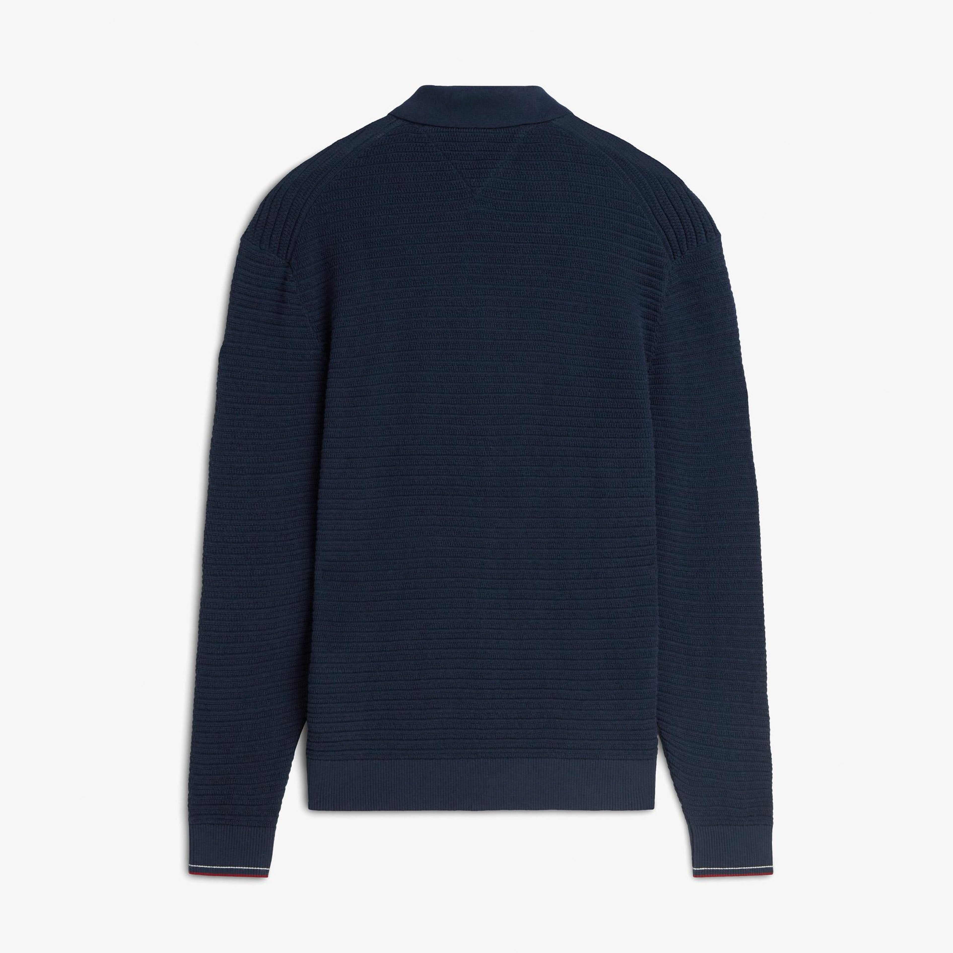 Tommy Hilfiger Knitted Zip Erkek Mavi Triko