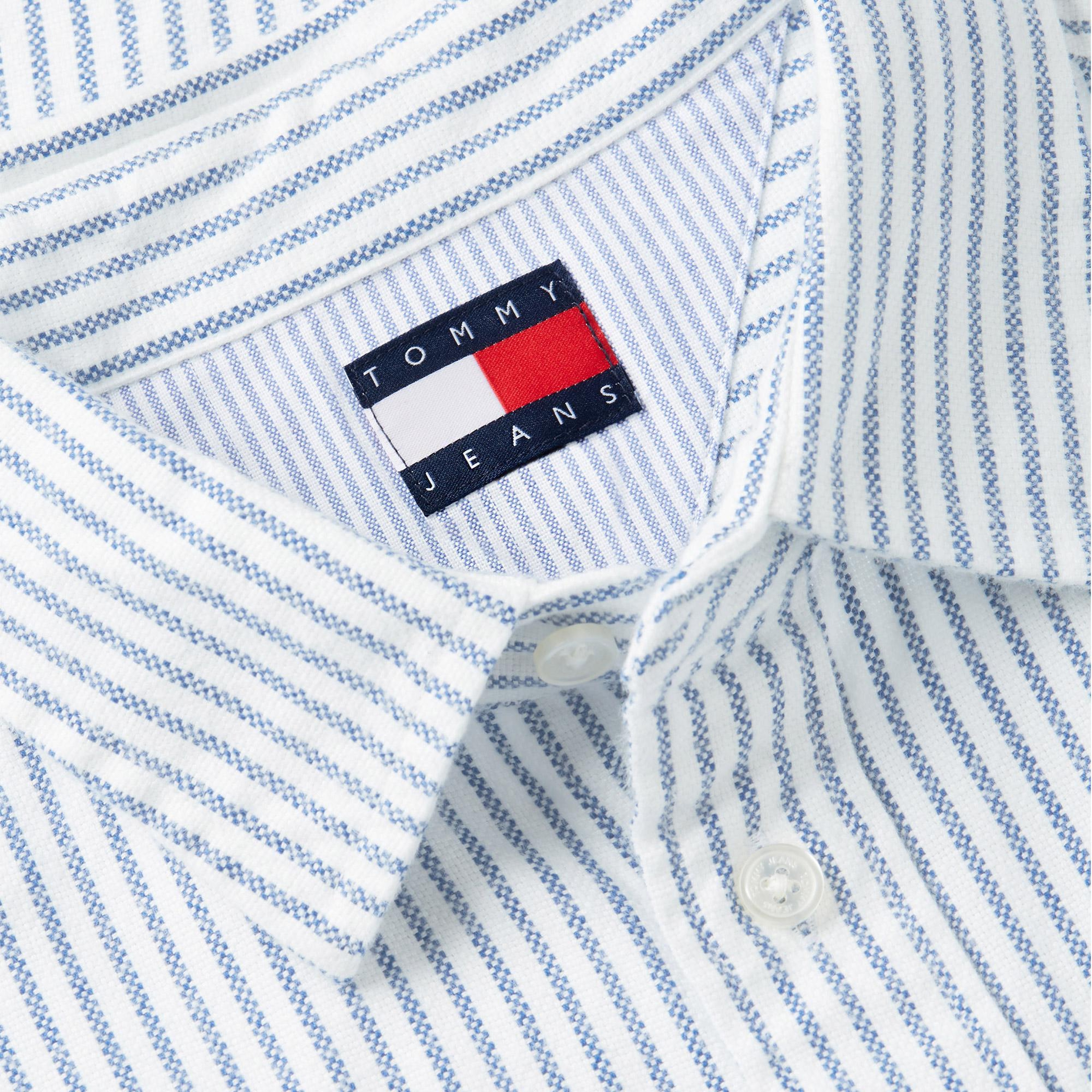Tommy Hilfiger Oversize Stripe Oxford Erkek Mavi Gömlek