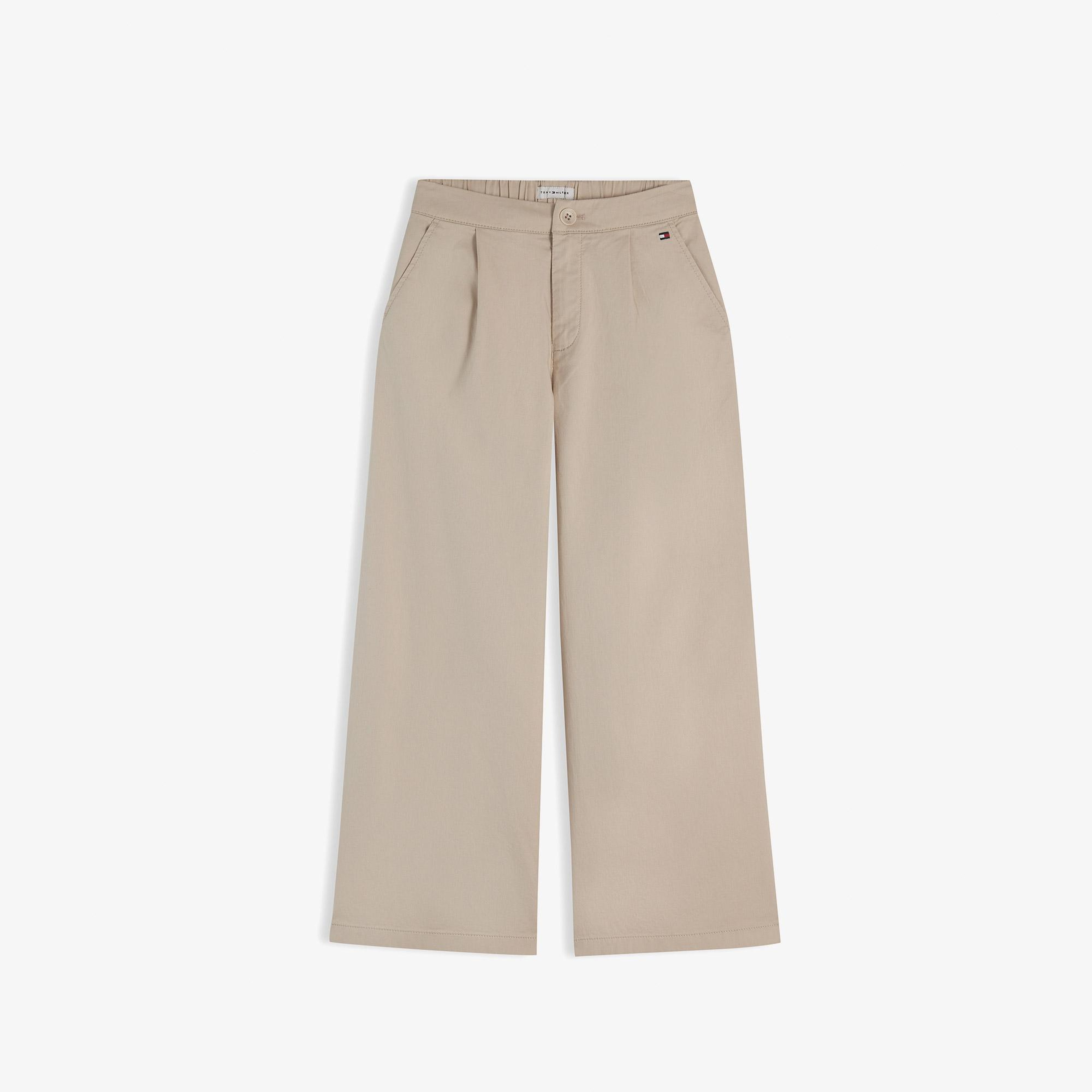 Tommy Hilfiger Wide Leg Pleated Çocuk Bej Pantolon