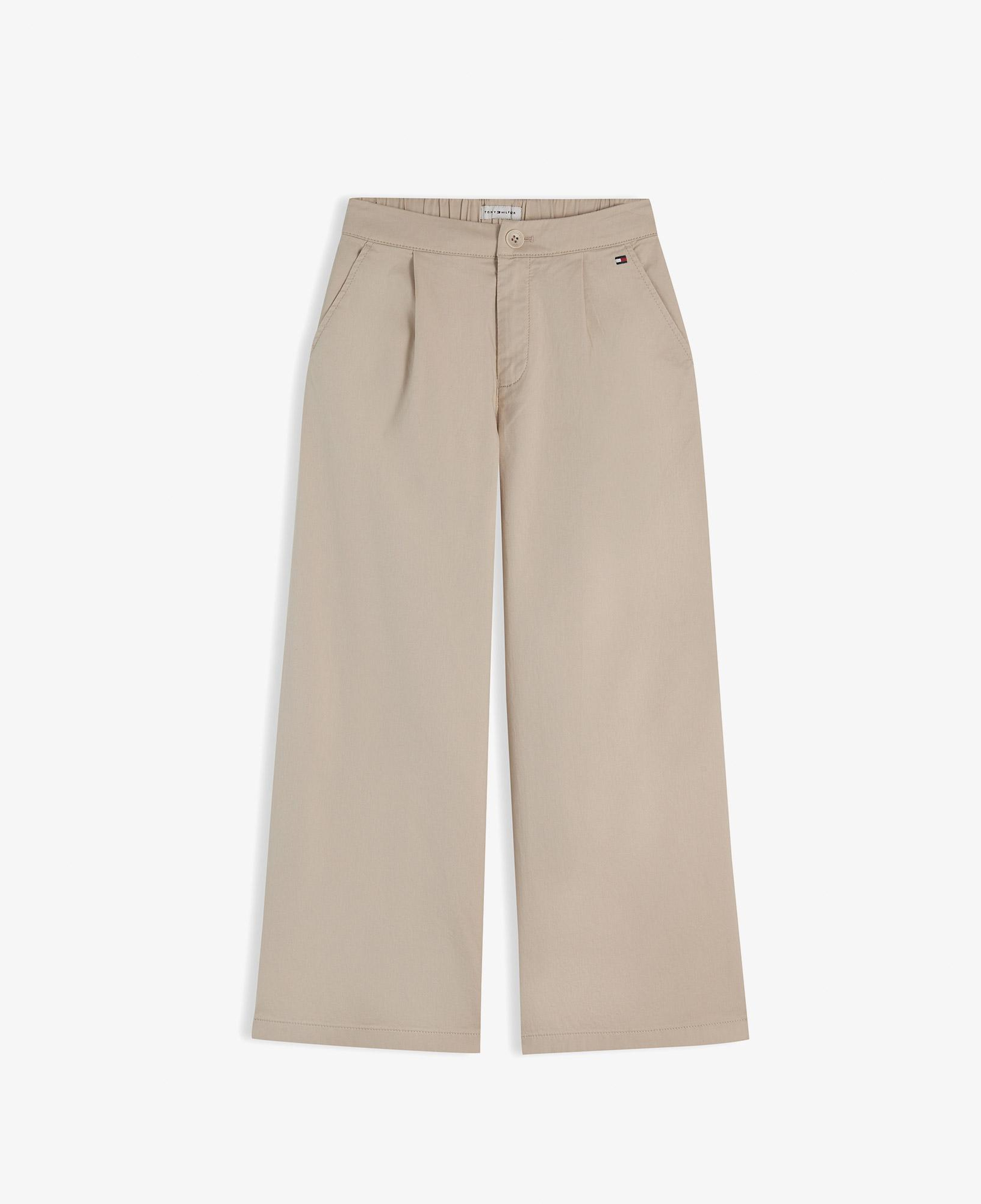 Tommy Hilfiger Wide Leg Pleated Çocuk Bej Pantolon