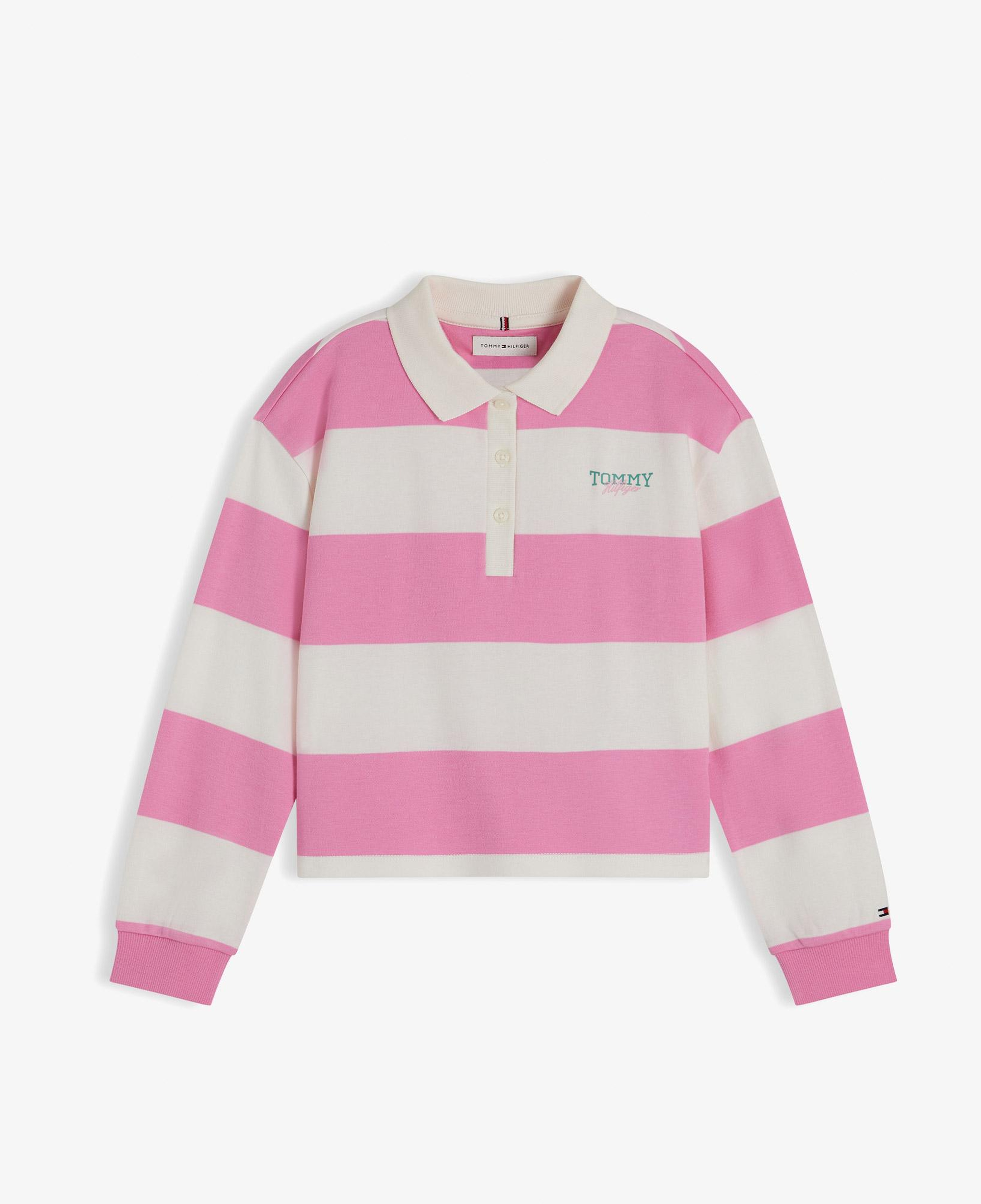Tommy Hilfiger Rugby Stripe Çocuk Pembe T-Shirt