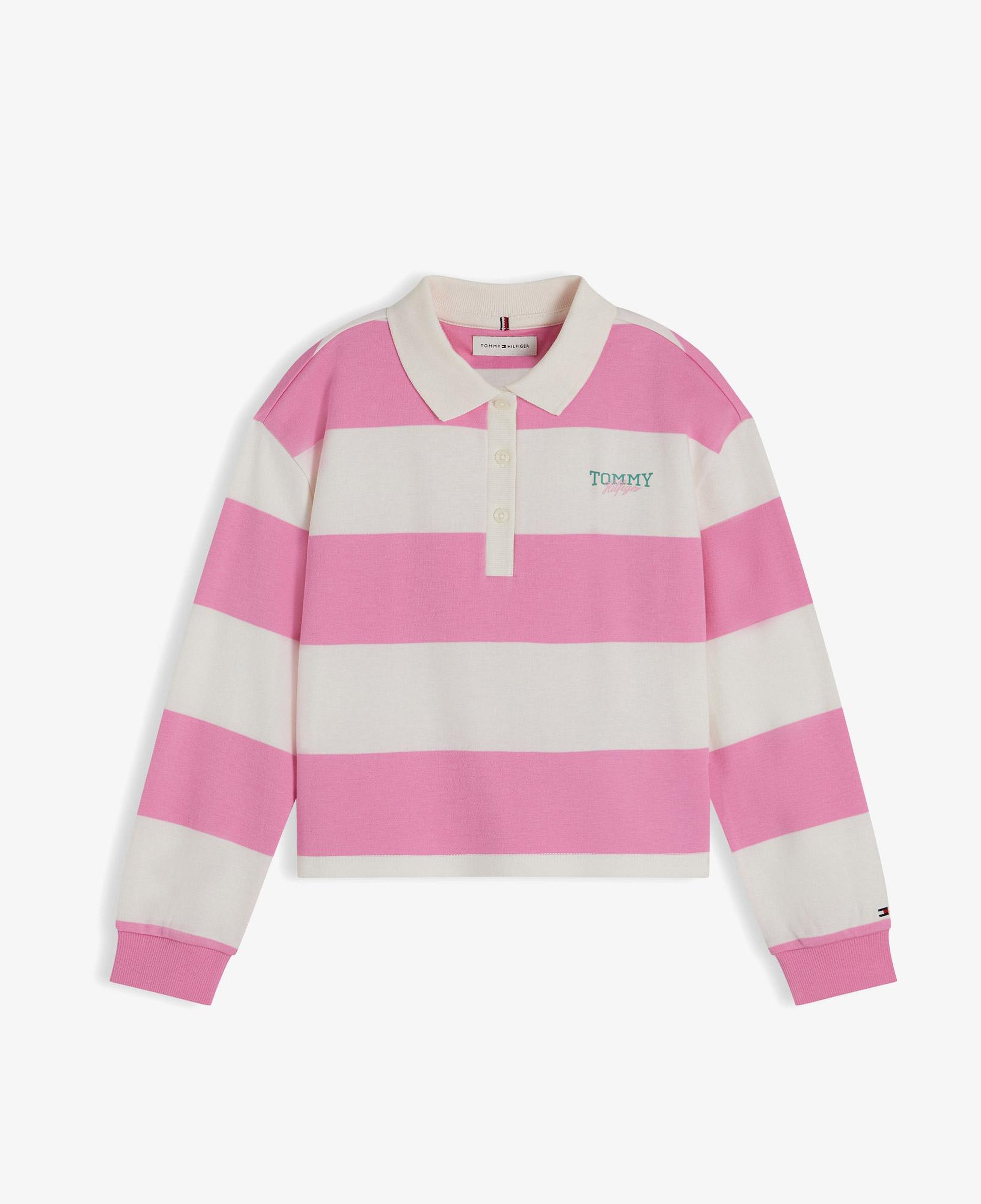 Tommy Hilfiger Rugby Stripe Çocuk Pembe T-Shirt