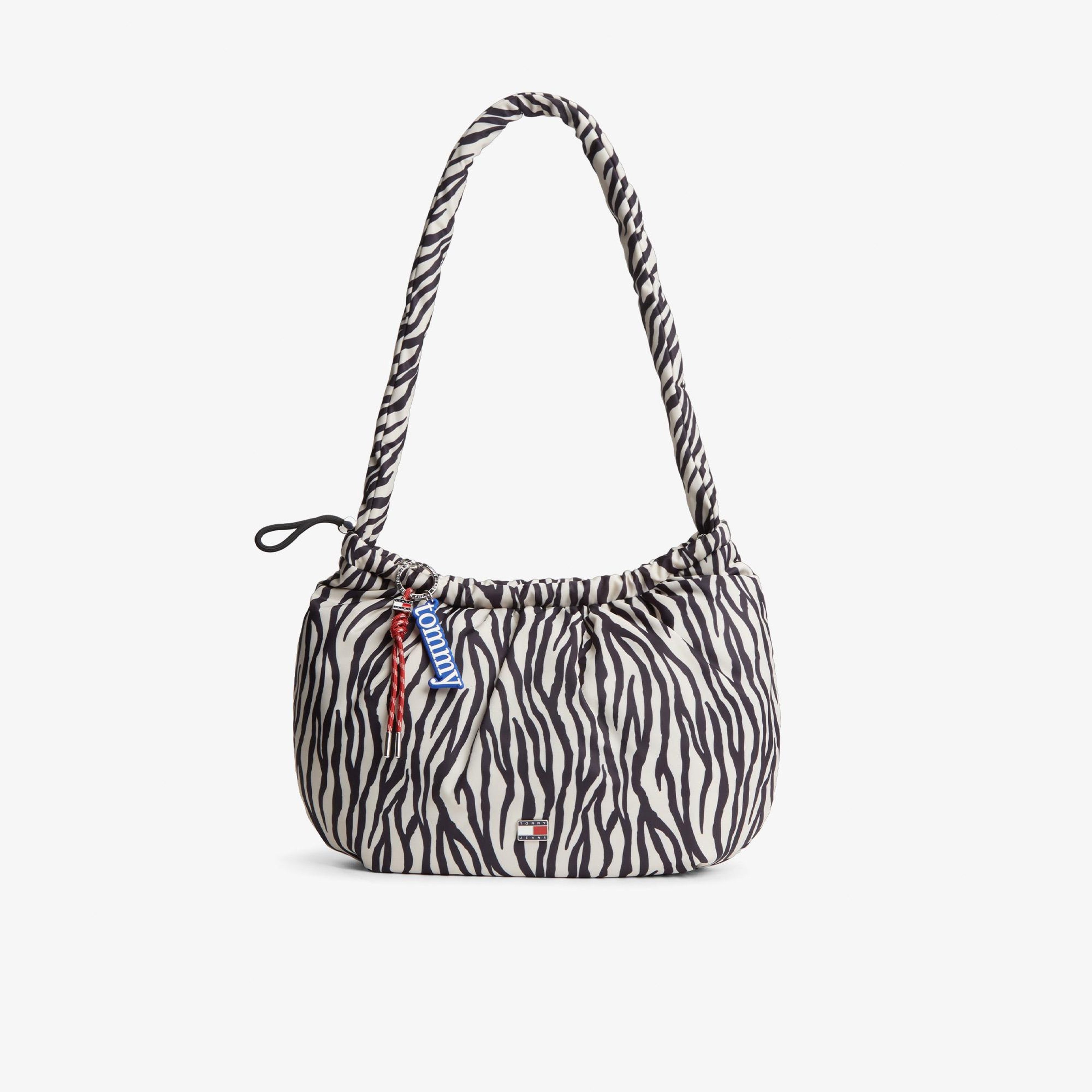 Tommy Hilfiger Icon Charms Zebra Hobo Kadın Beyaz Omuz Çantası