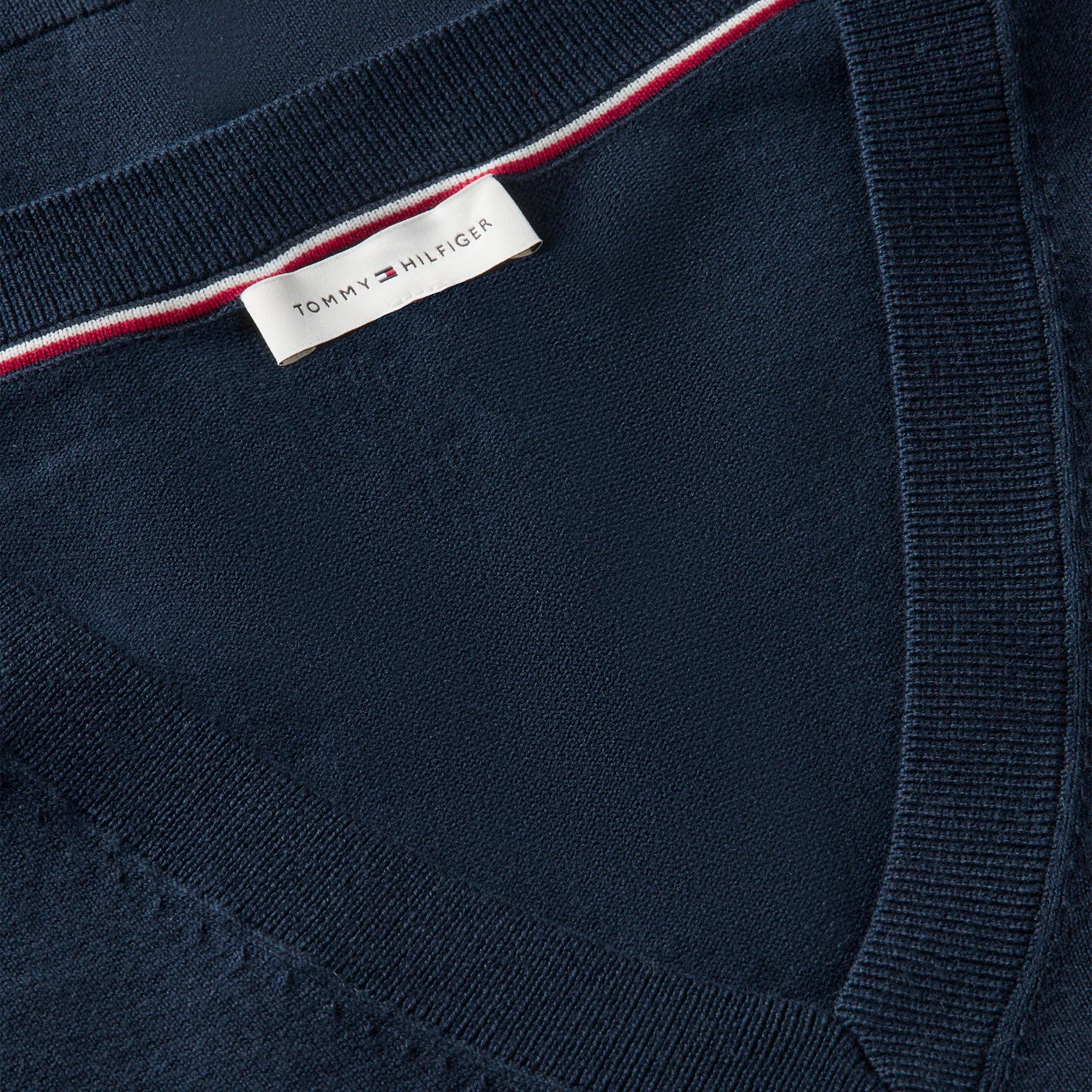 Tommy Hilfiger Stitch V Yaka Kadın Lacivert Triko