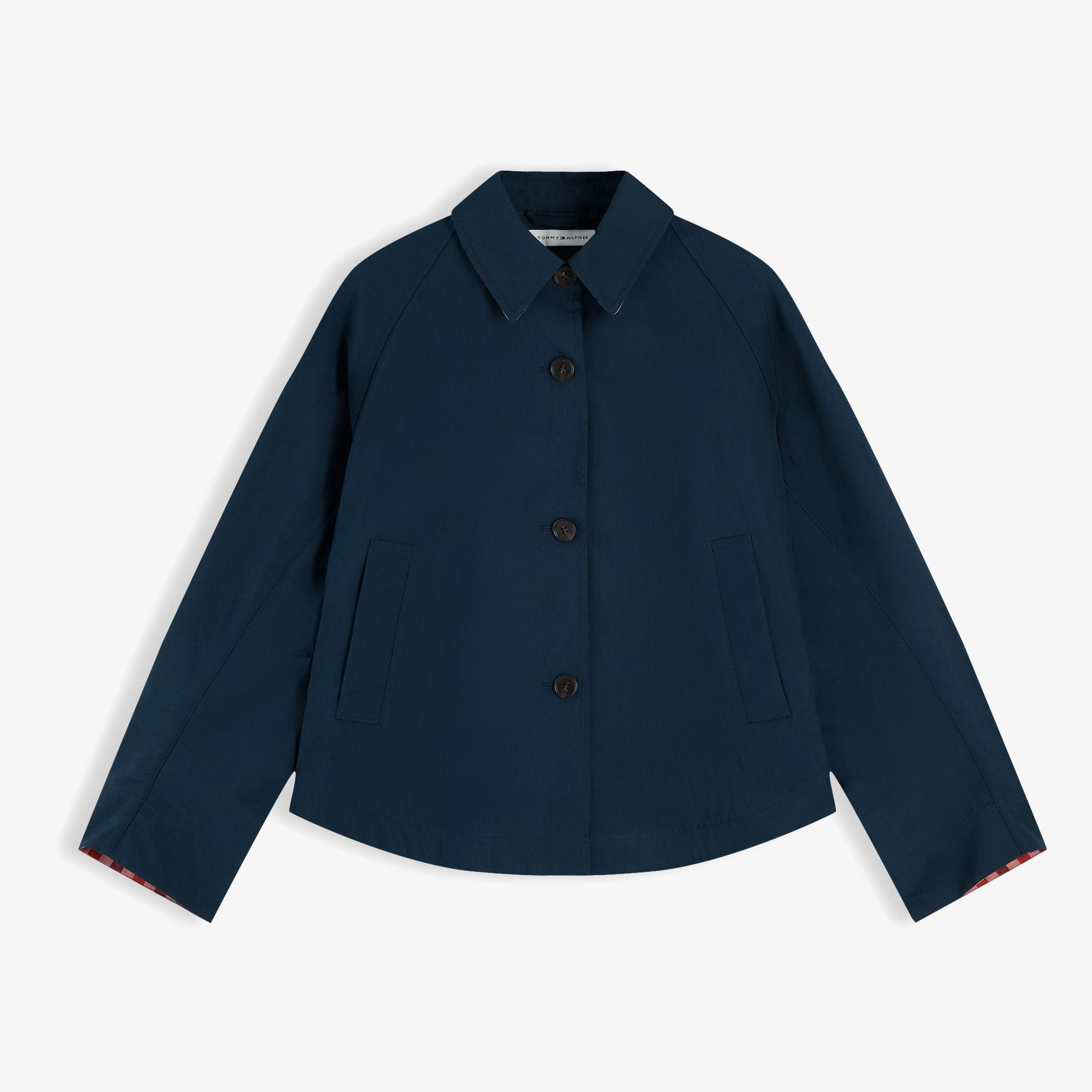 Tommy Hilfiger Cotton Short Kadın Mavi Ceket