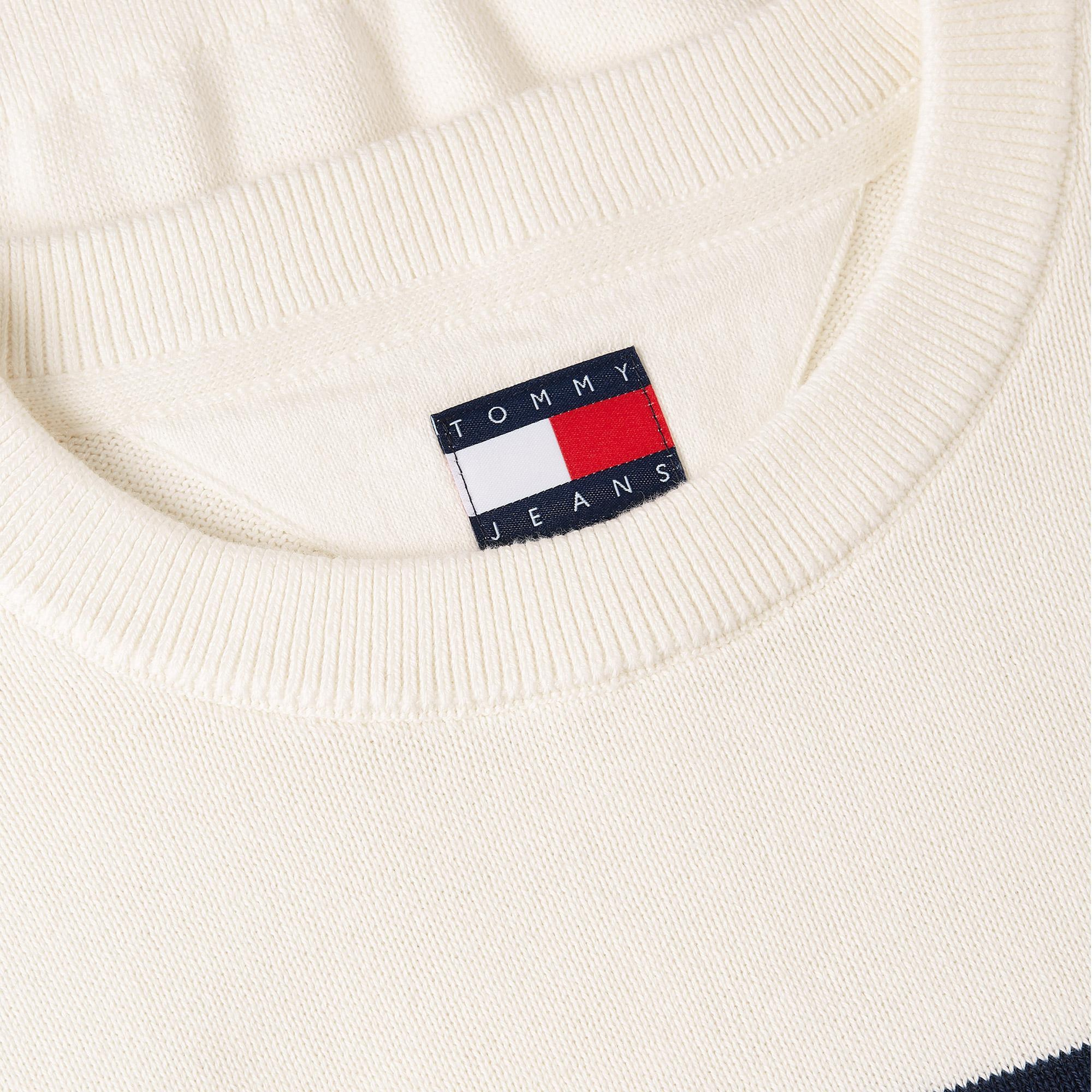 Tommy Hilfiger Flag Crew Neck Kadın Beyaz Triko
