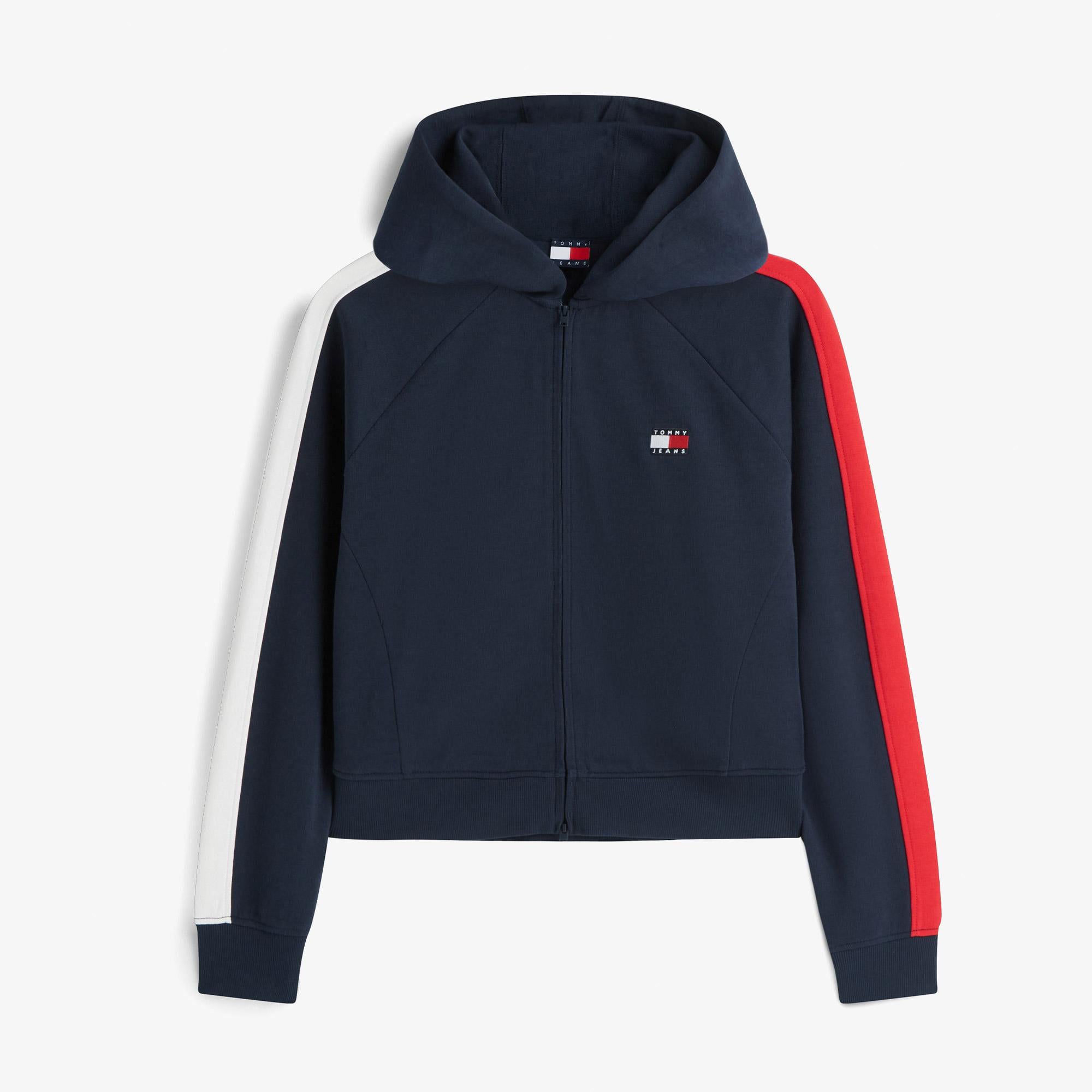 Tommy Hilfiger Badge Track Hood Kadın Mavi Sweatshirt