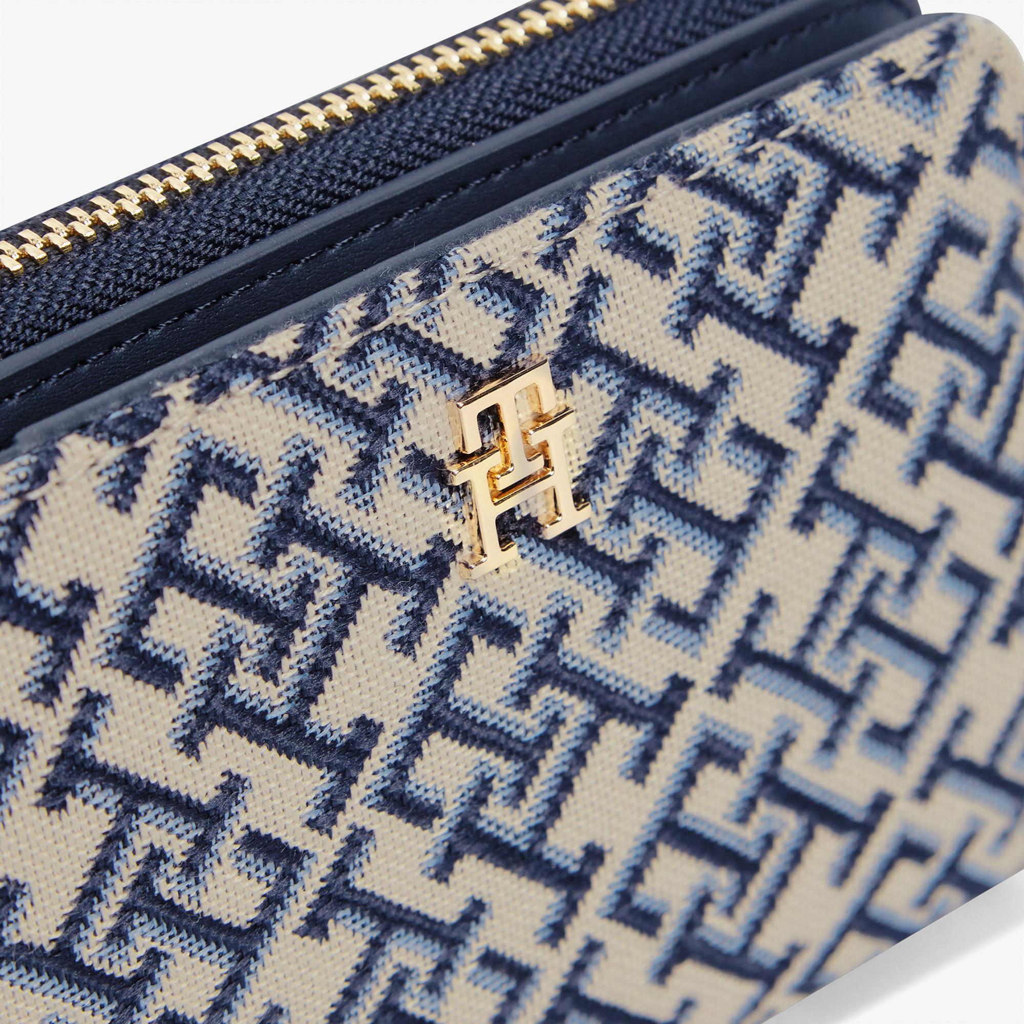 Tommy Hilfiger Icon Jacquard Kadın Mavi Cüzdan