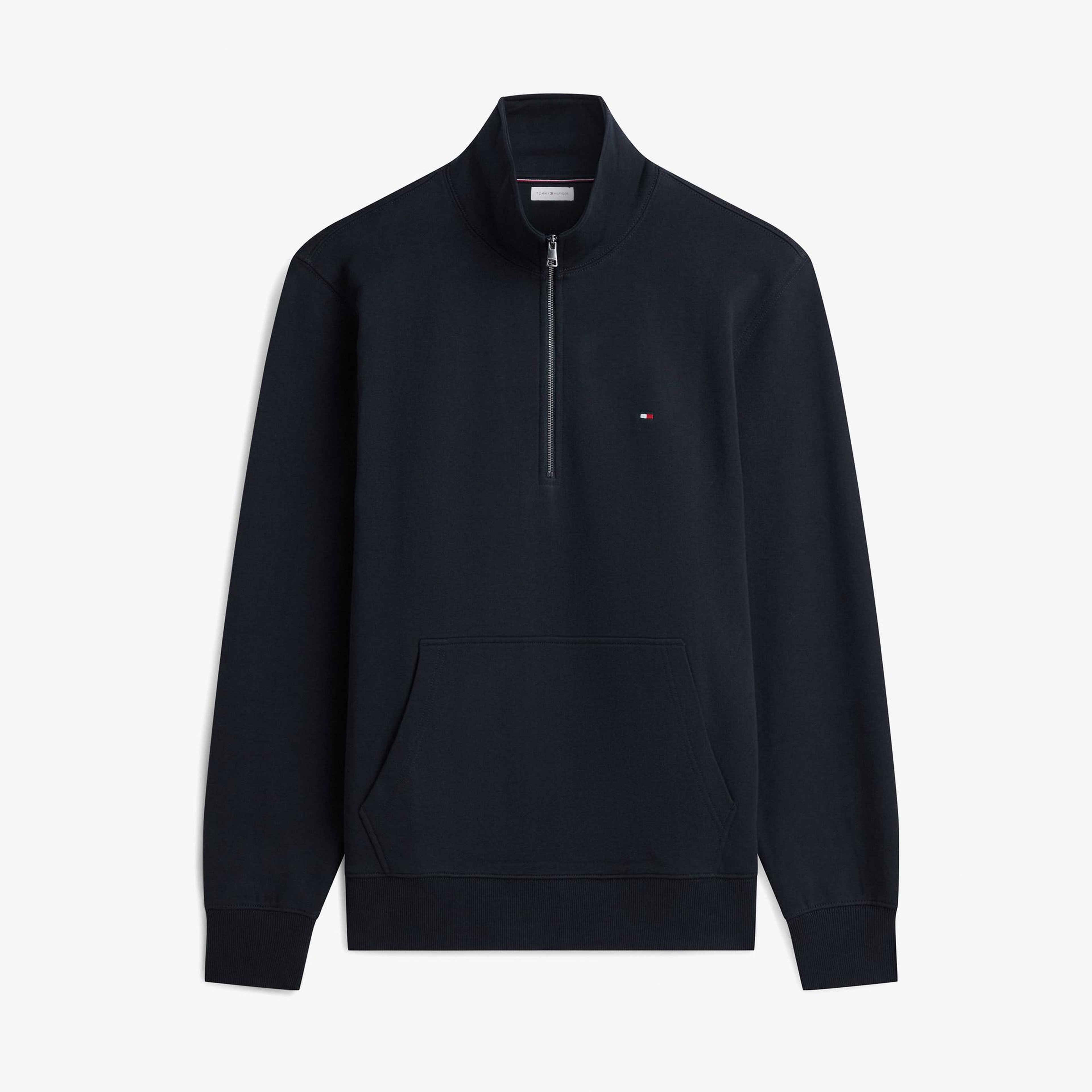 Tommy Hilfiger Essential Terry New 1/4 Zip Erkek Lacivert Sweatshirt