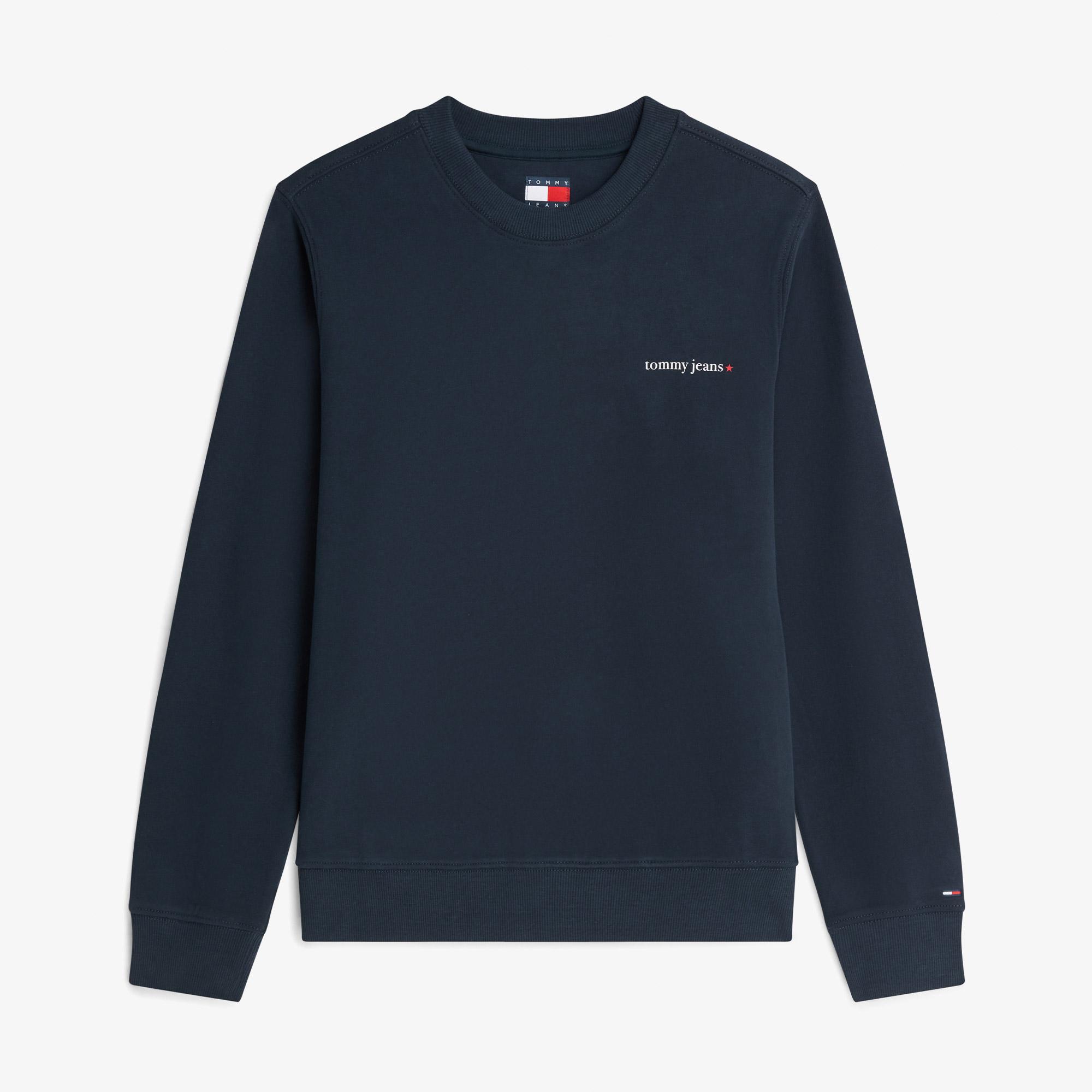 Tommy Hilfiger Essential Logo 1 Crew Kadın Mavi Sweatshirt