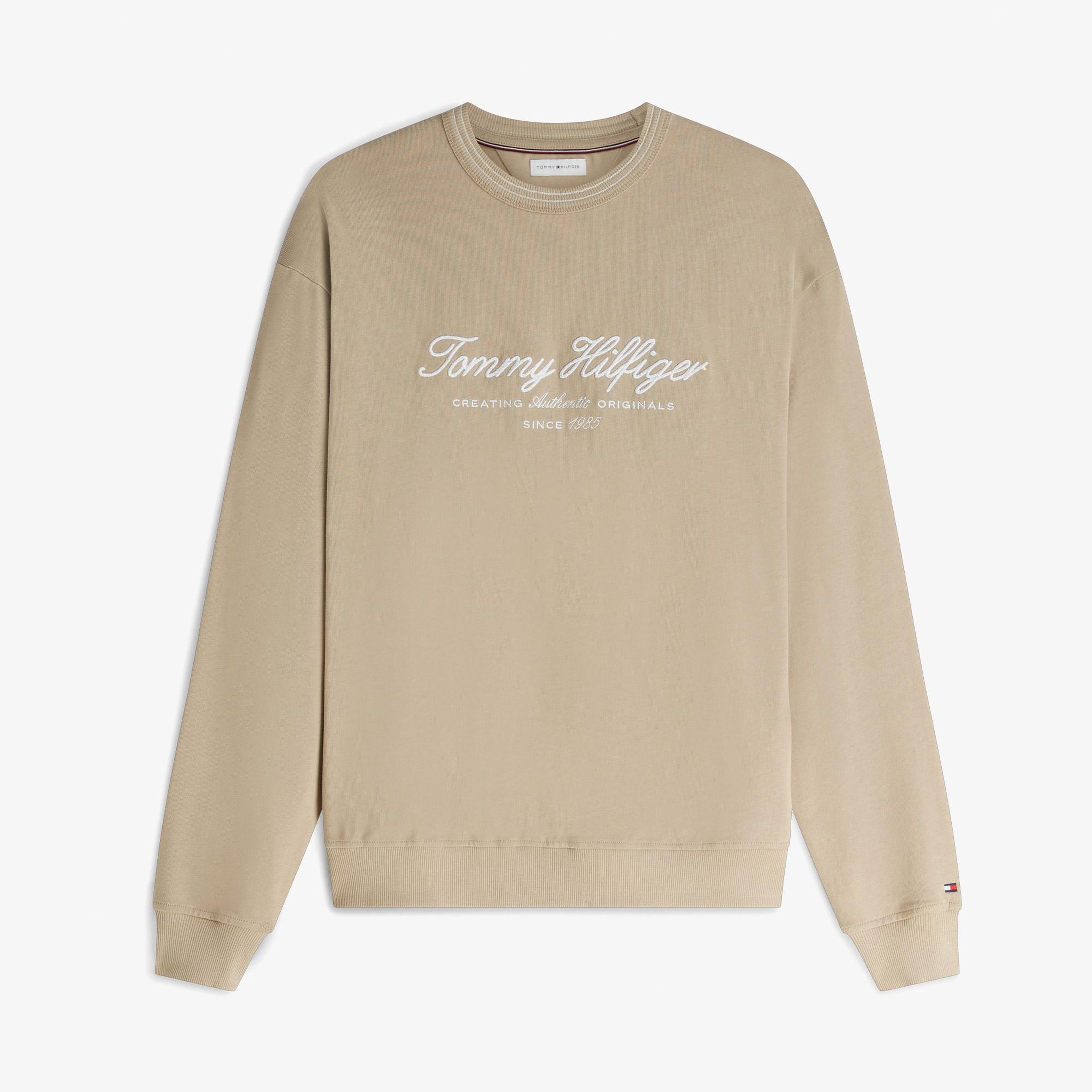 Tommy Hilfiger Nautical Tipped Collar Erkek Bej Sweatshirt