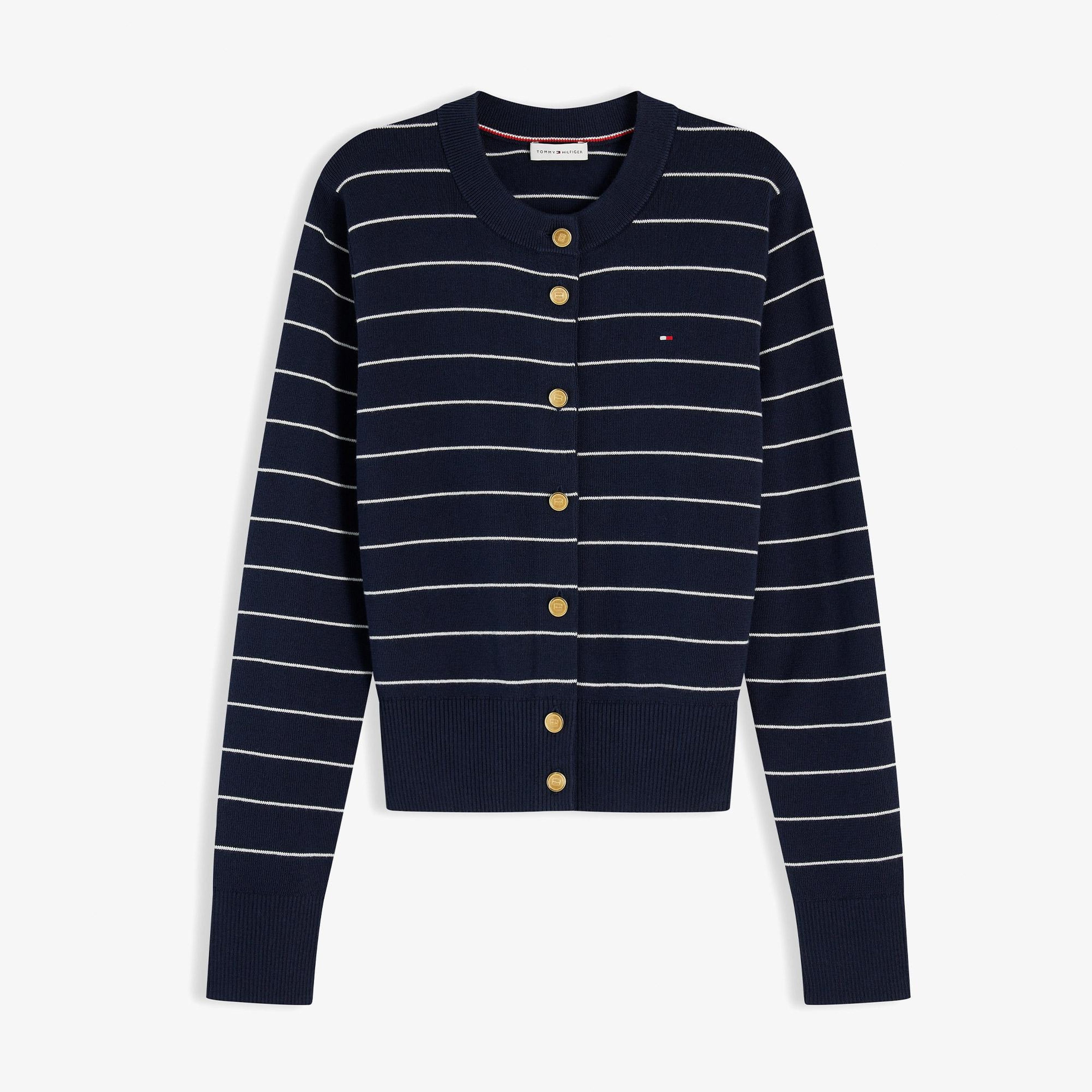 Tommy Hilfiger Full Needle Stitch Cardigan Kadın Mavi Hırka
