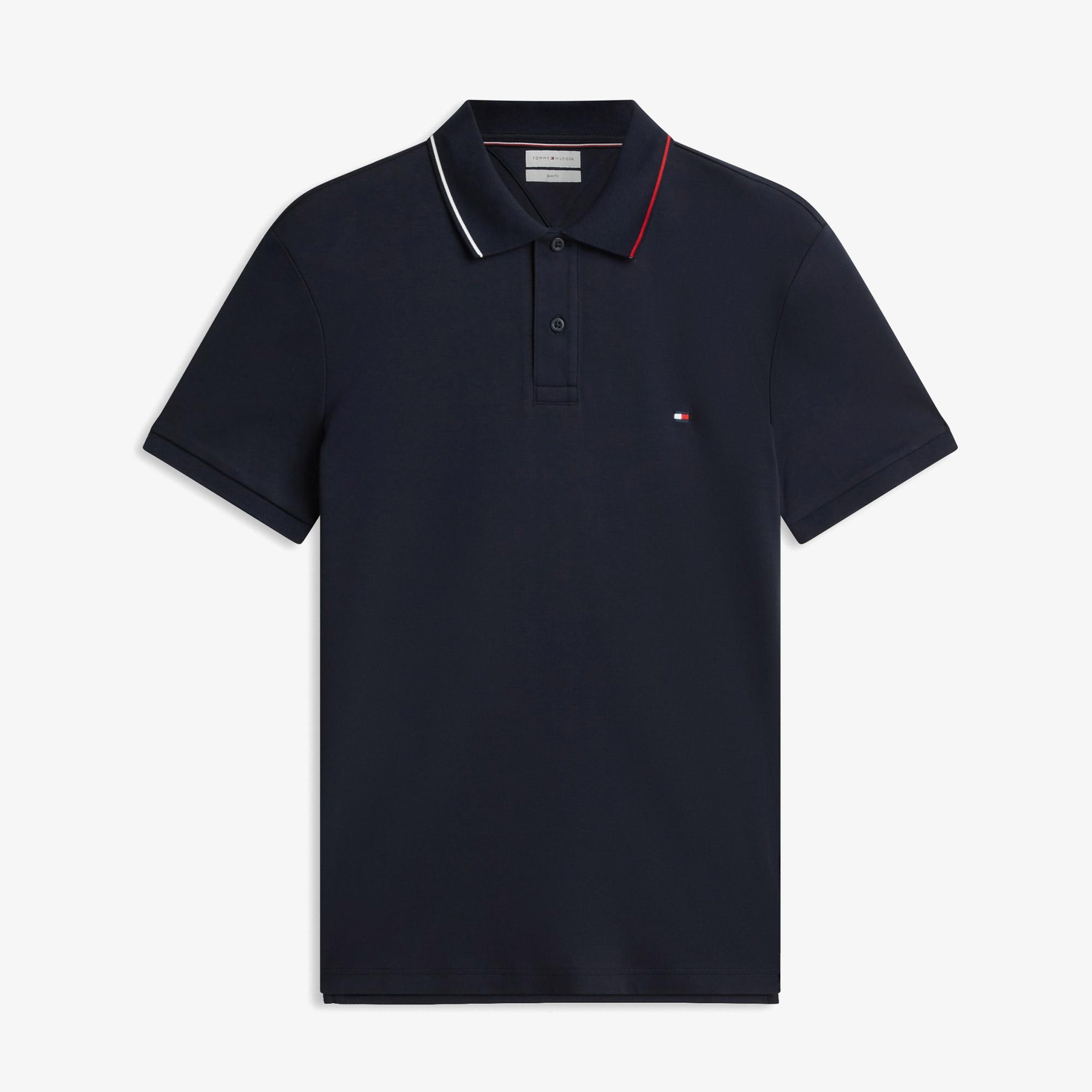 Tommy Hilfiger Liquid Cotton Tipped Slim Erkek Lacivert Polo