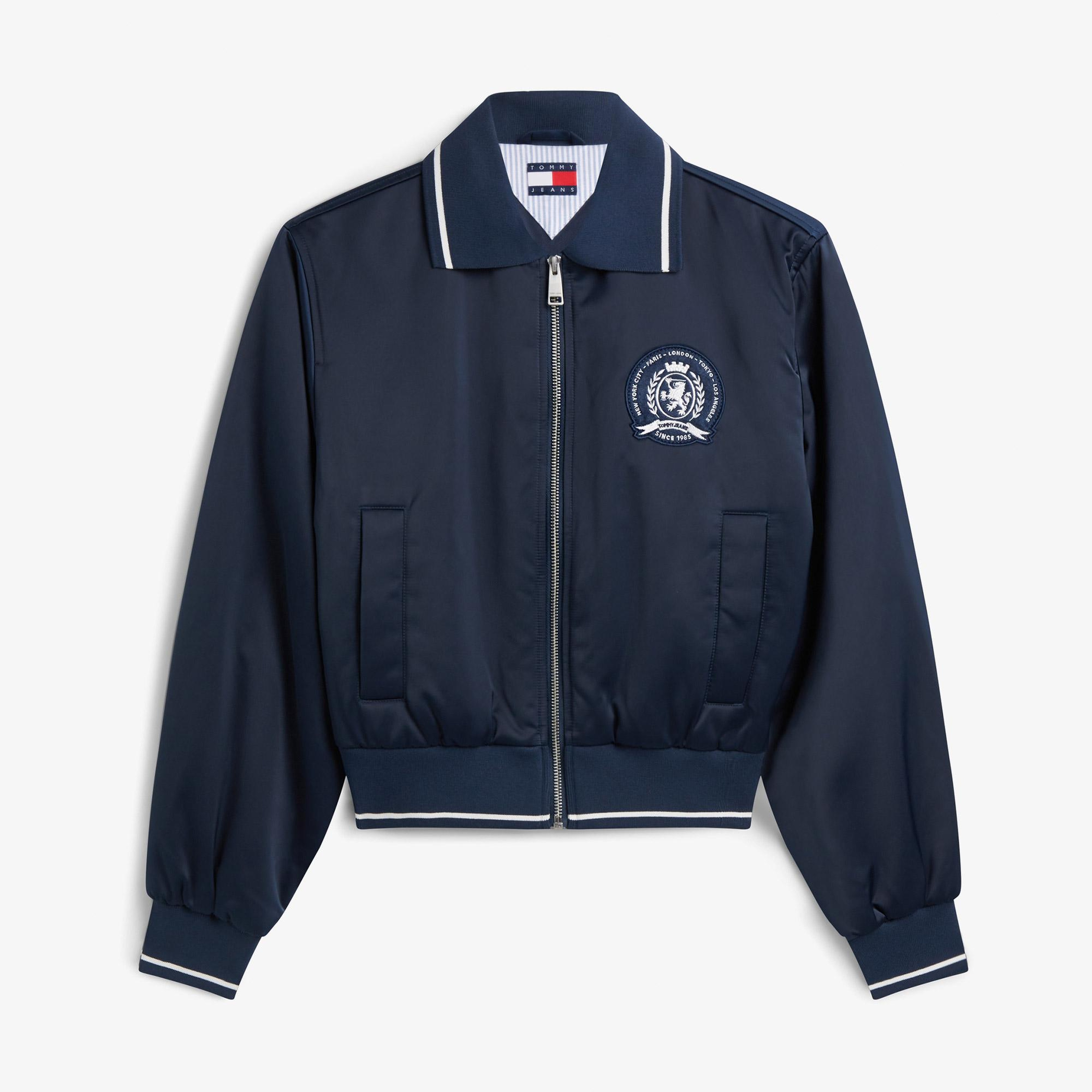Tommy Hilfiger Collar Satin Varsity Kadın Mavi Ceket