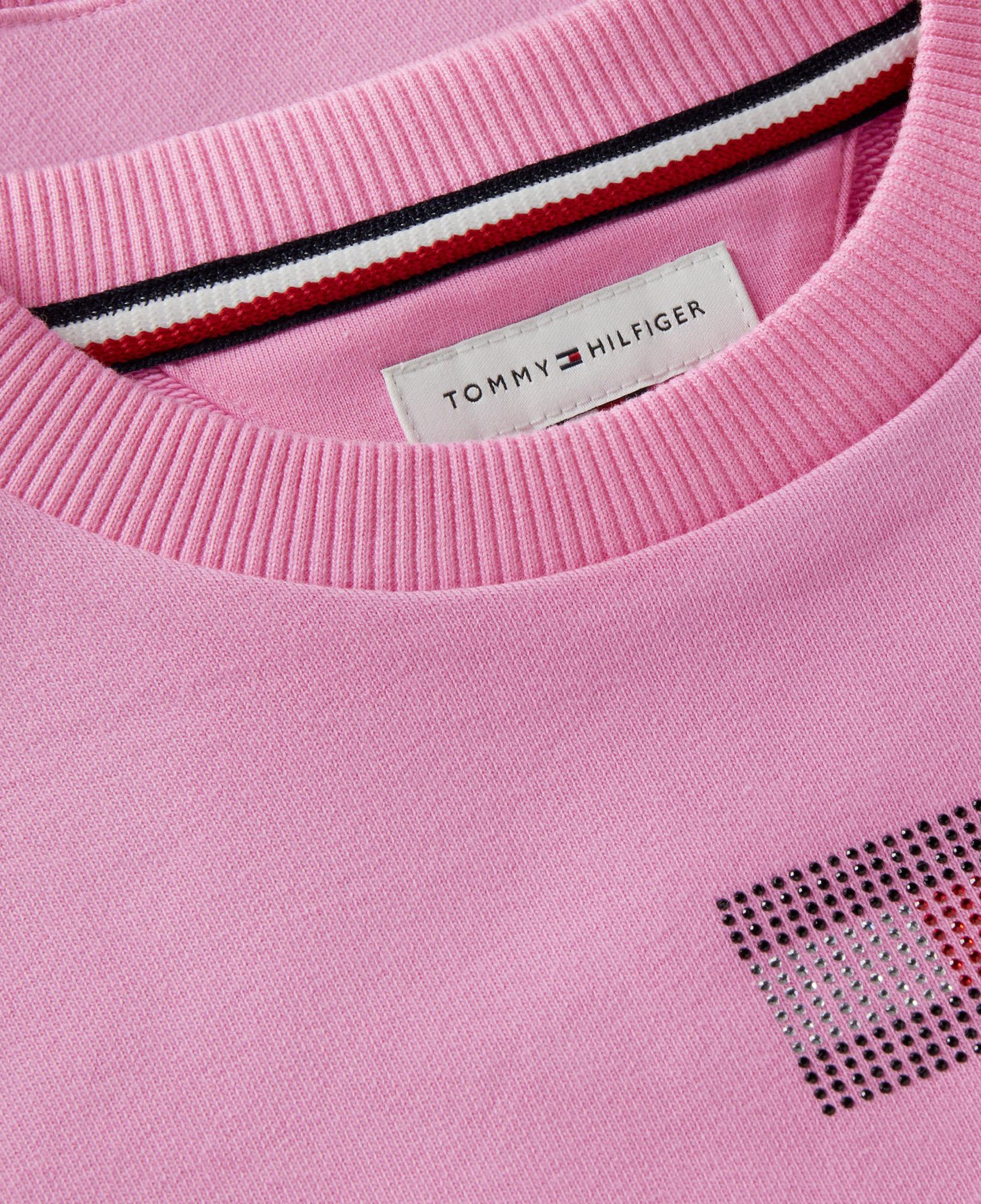 Tommy Hilfiger Rhinestone Crew Neck Çocuk Pembe Sweatshirt