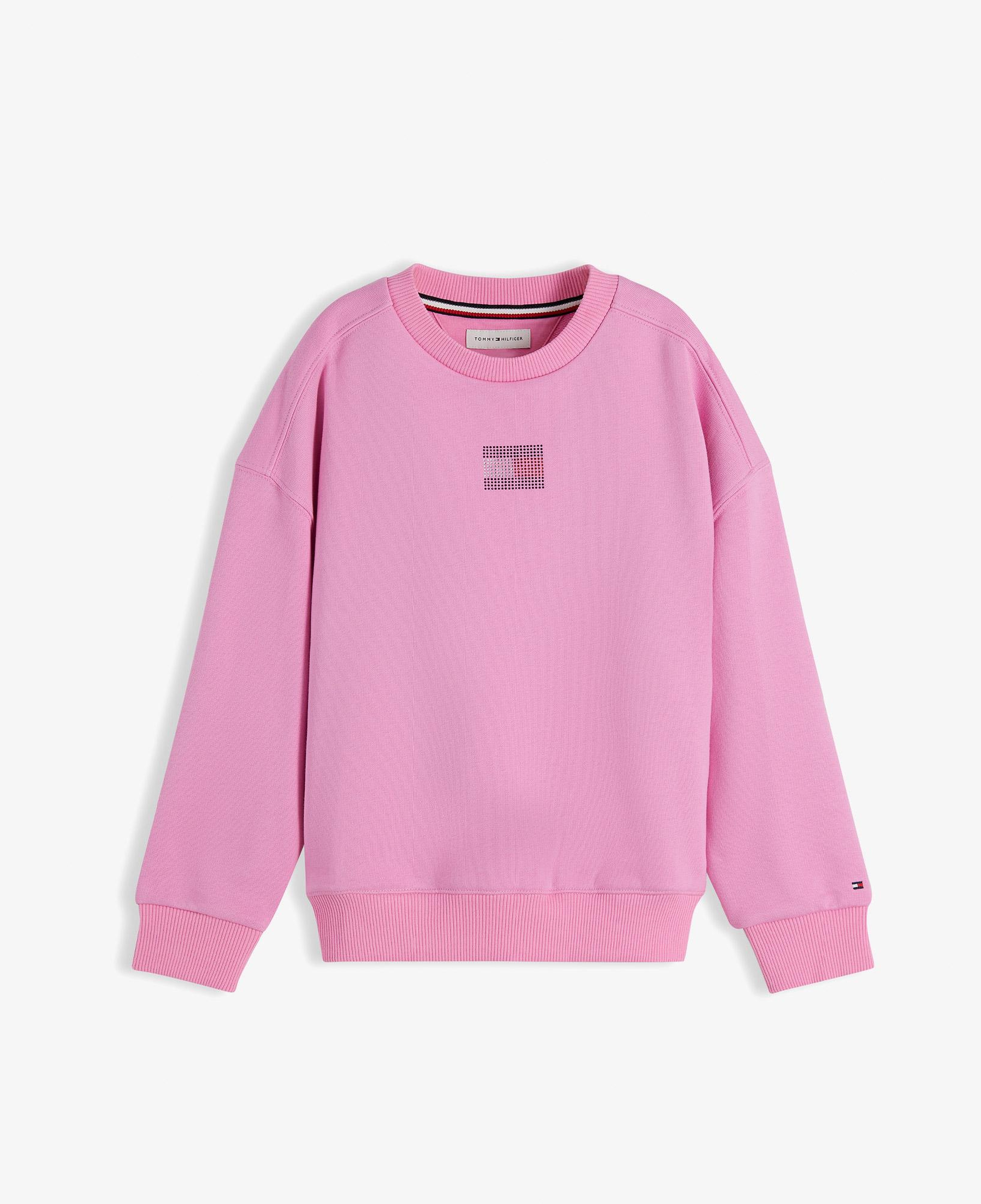 Tommy Hilfiger Rhinestone Crew Neck Çocuk Pembe Sweatshirt