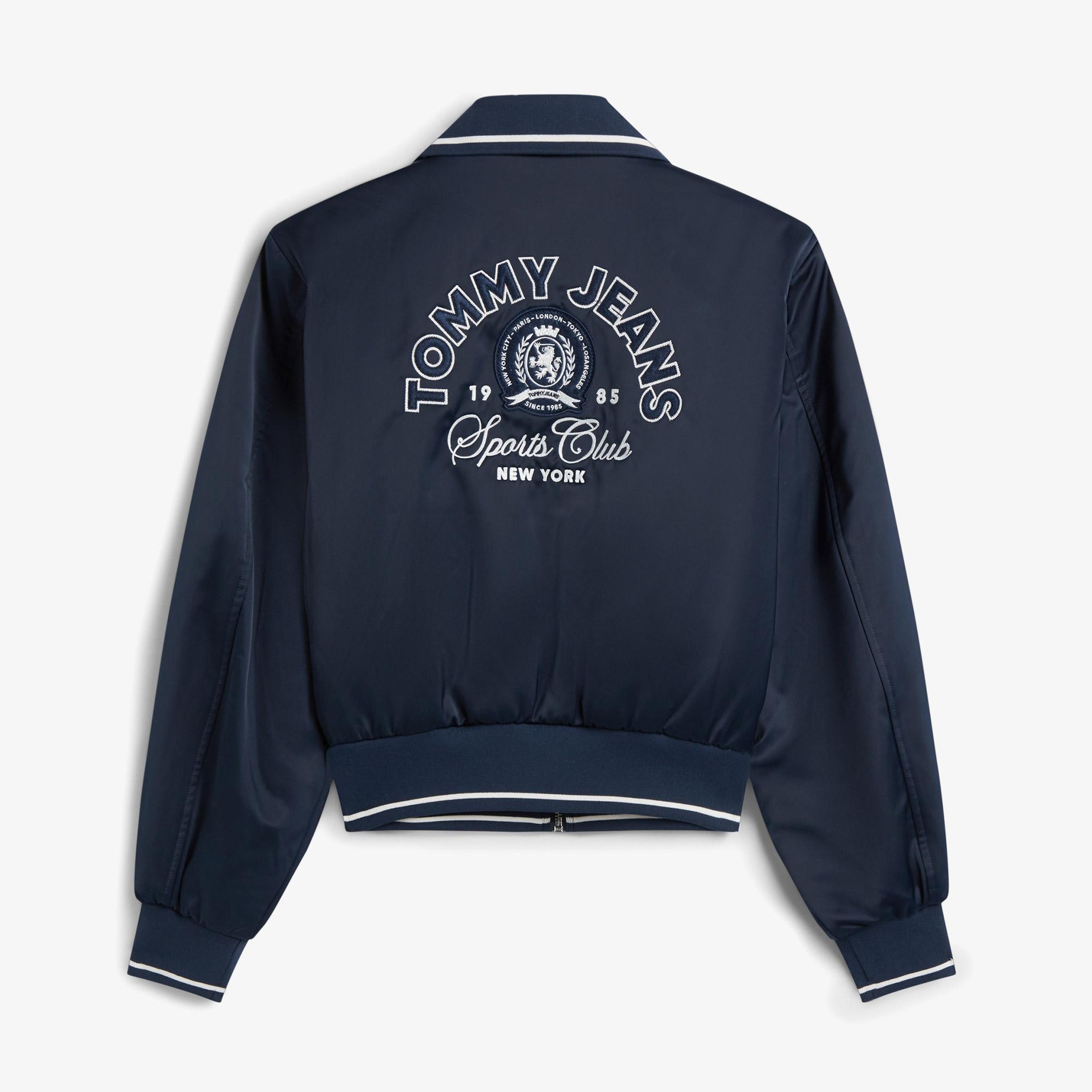 Tommy Hilfiger Collar Satin Varsity Kadın Mavi Ceket