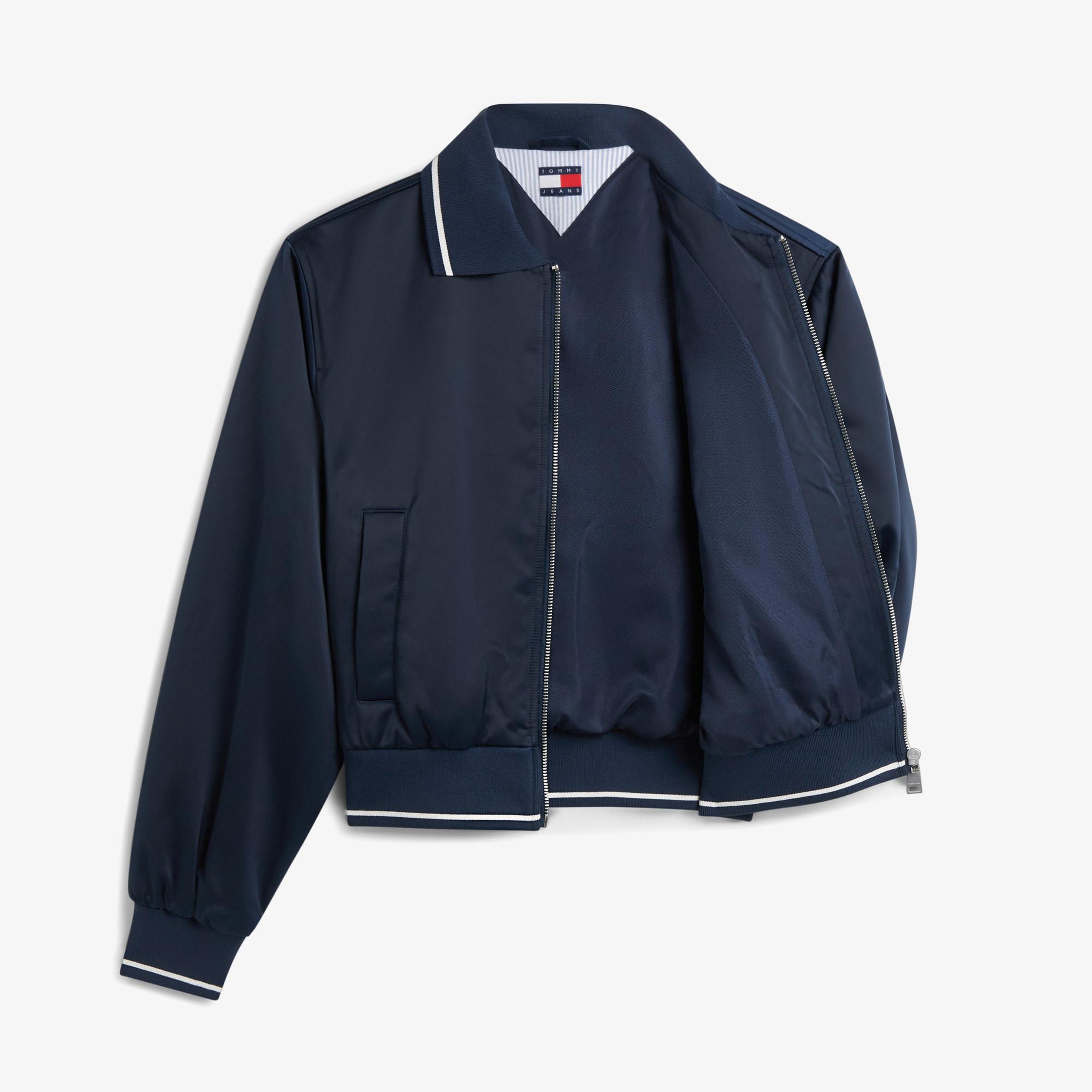 Tommy Hilfiger Collar Satin Varsity Kadın Mavi Ceket