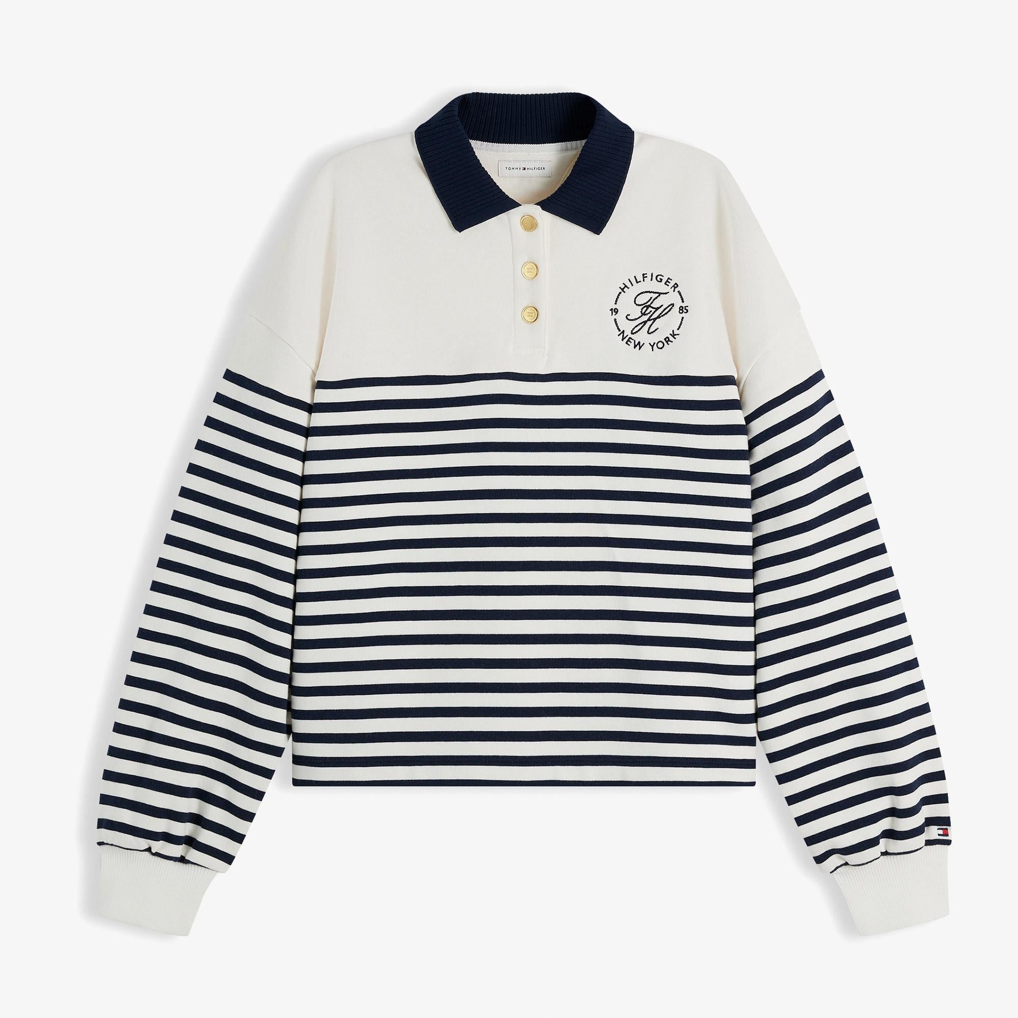 Tommy Hilfiger Roundal Collar Kadın Beyaz Sweatshirt