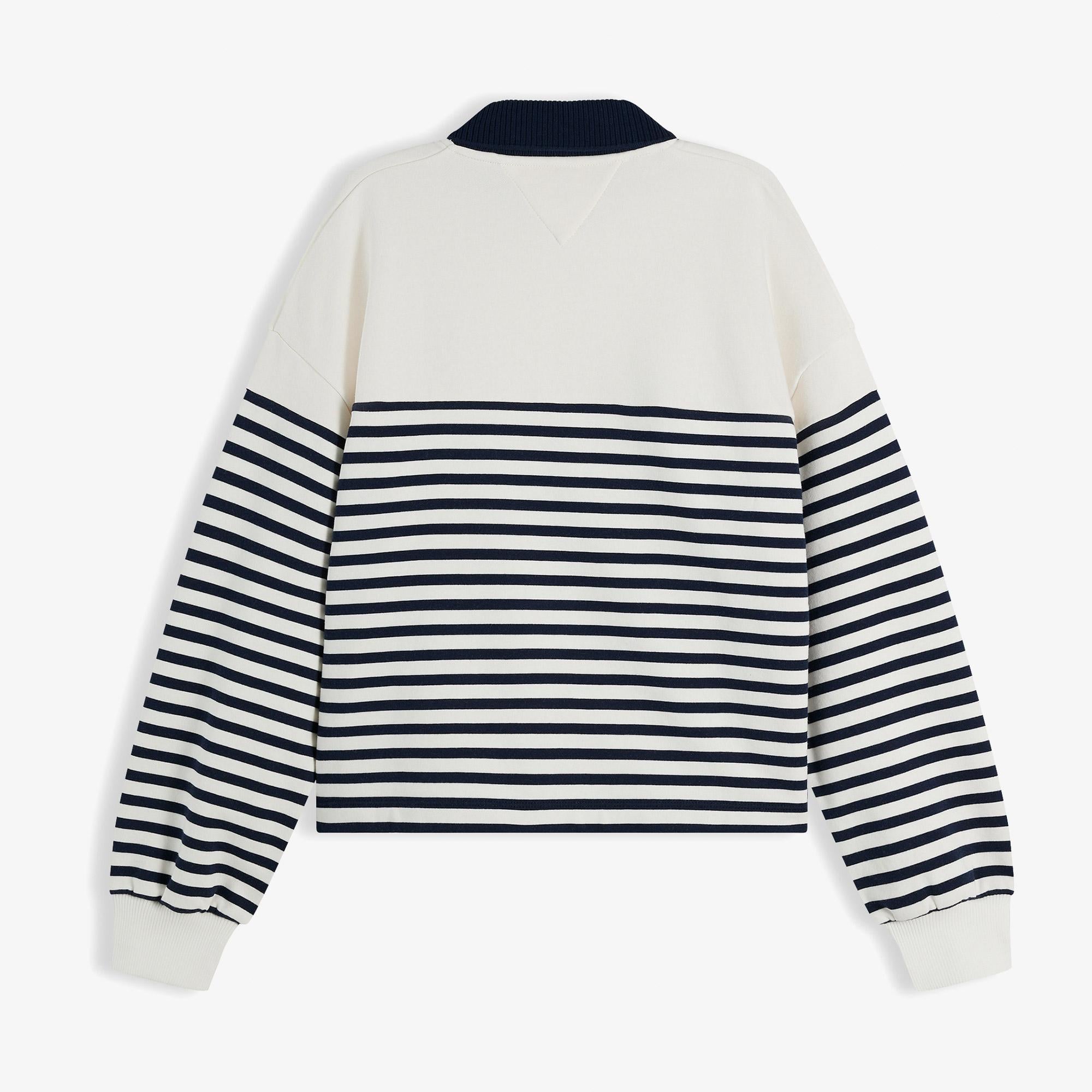 Tommy Hilfiger Roundal Collar Kadın Beyaz Sweatshirt