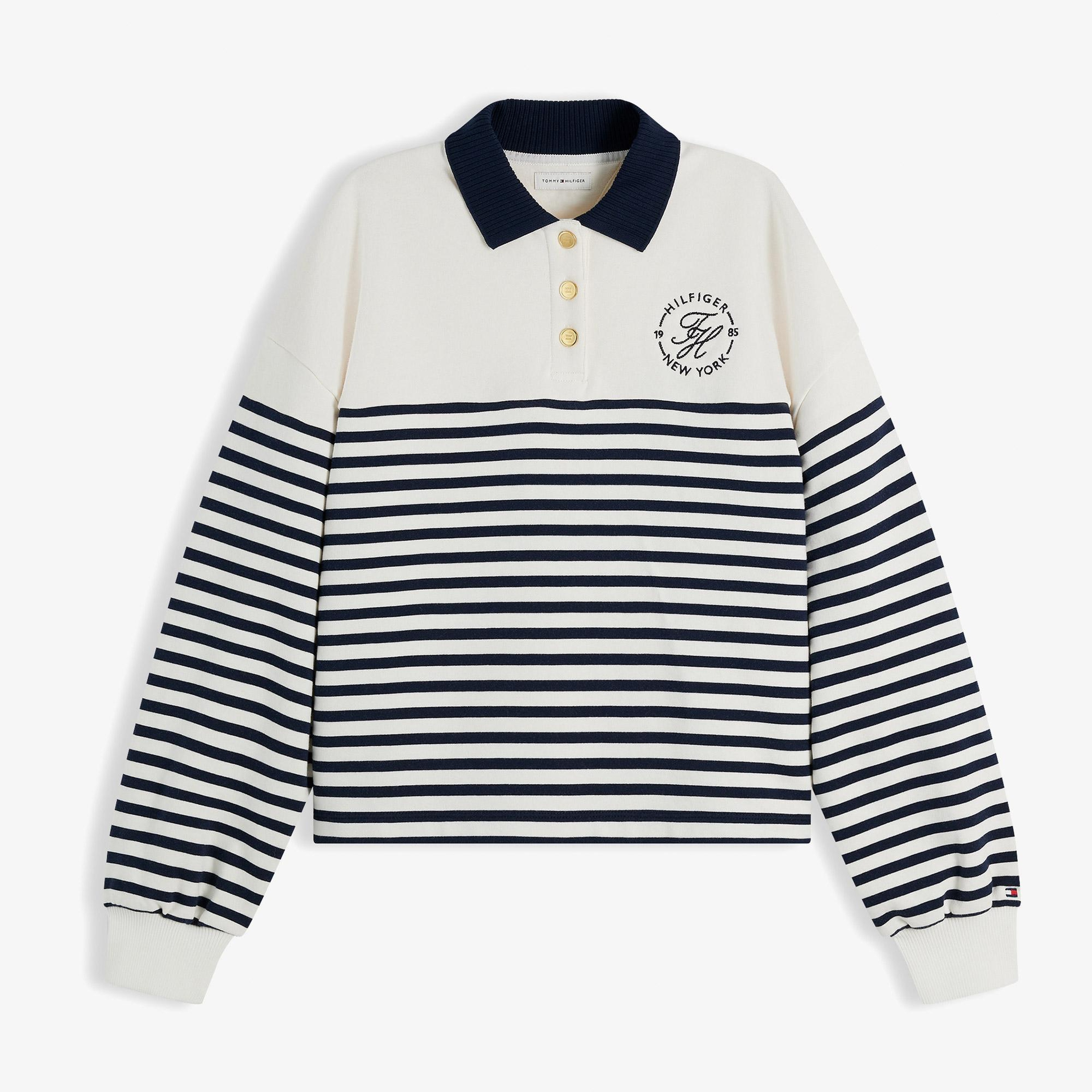 Tommy Hilfiger Roundal Collar Kadın Beyaz Sweatshirt